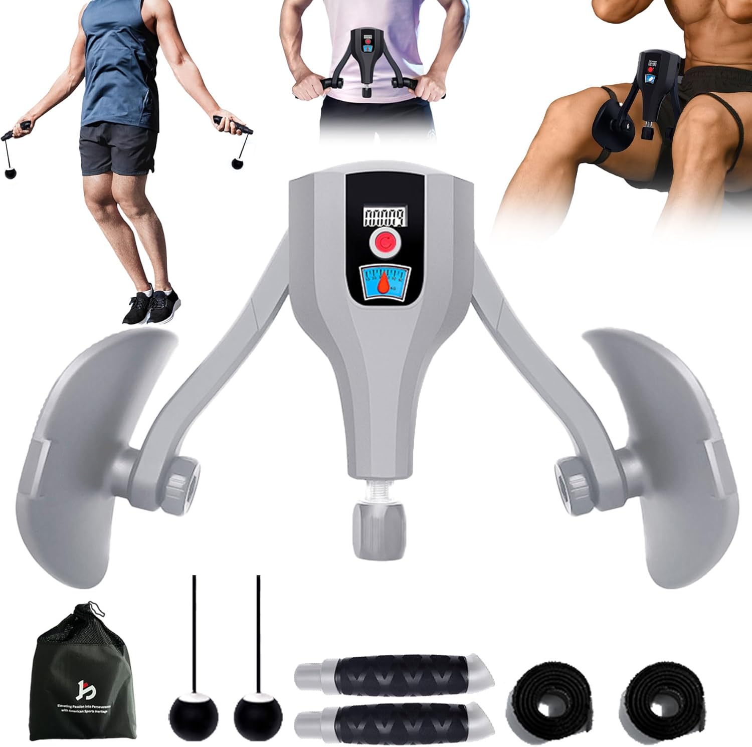 Thigh Trainer Pro 0-132 lbs Adjustable Resistance, Inner Thigh & Pelvic Floor Kegel Exerciser with Arm Workout Handles & Wireless Jump Rope for Home Fitness for Women & Men