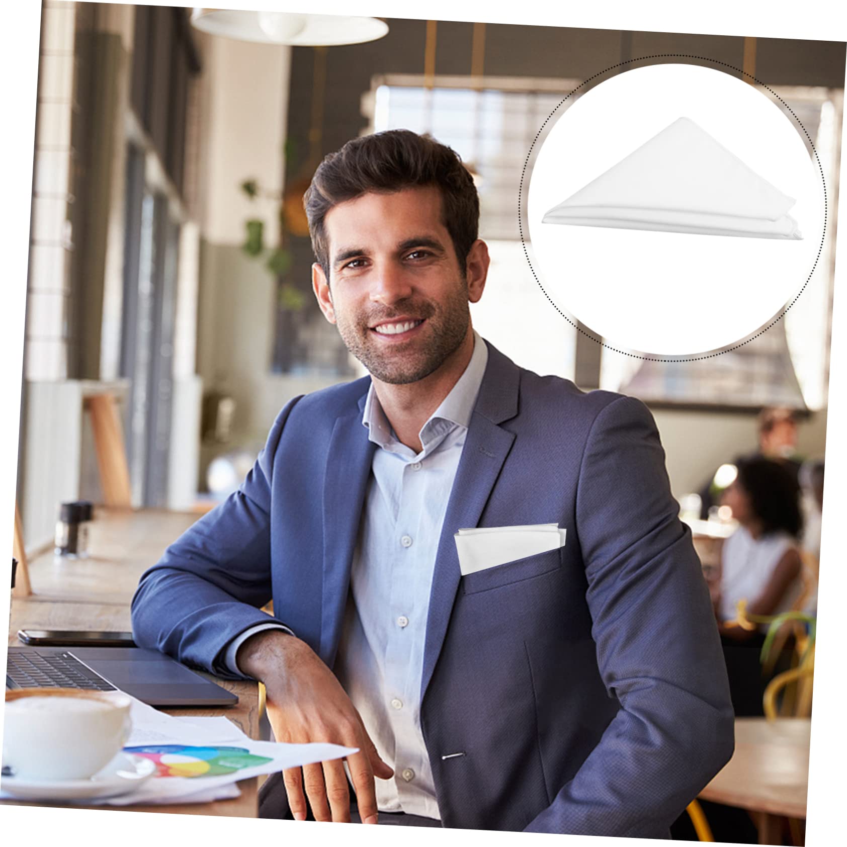 BESPORTBLE 1pc Elegant Cotton Handkerchief for Men Multi Function Classic Square Durable Sweat Absorbent Pocket Square present for Gentlemen and Dads Trim