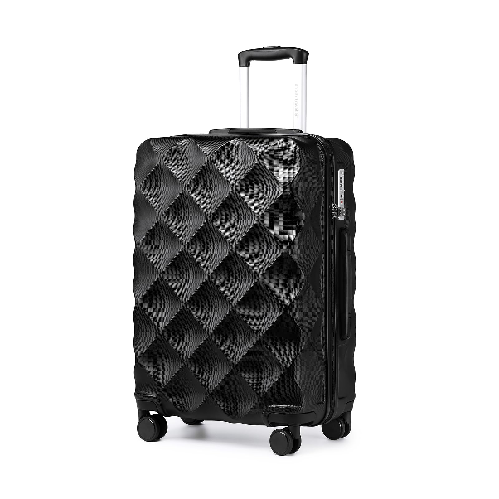 British Traveller Valigia Grande Trolley 73CM Valigie Rigida ABS+PC con Rotelle Girevoli e TSA Lucchetto (28pollici, Nero)