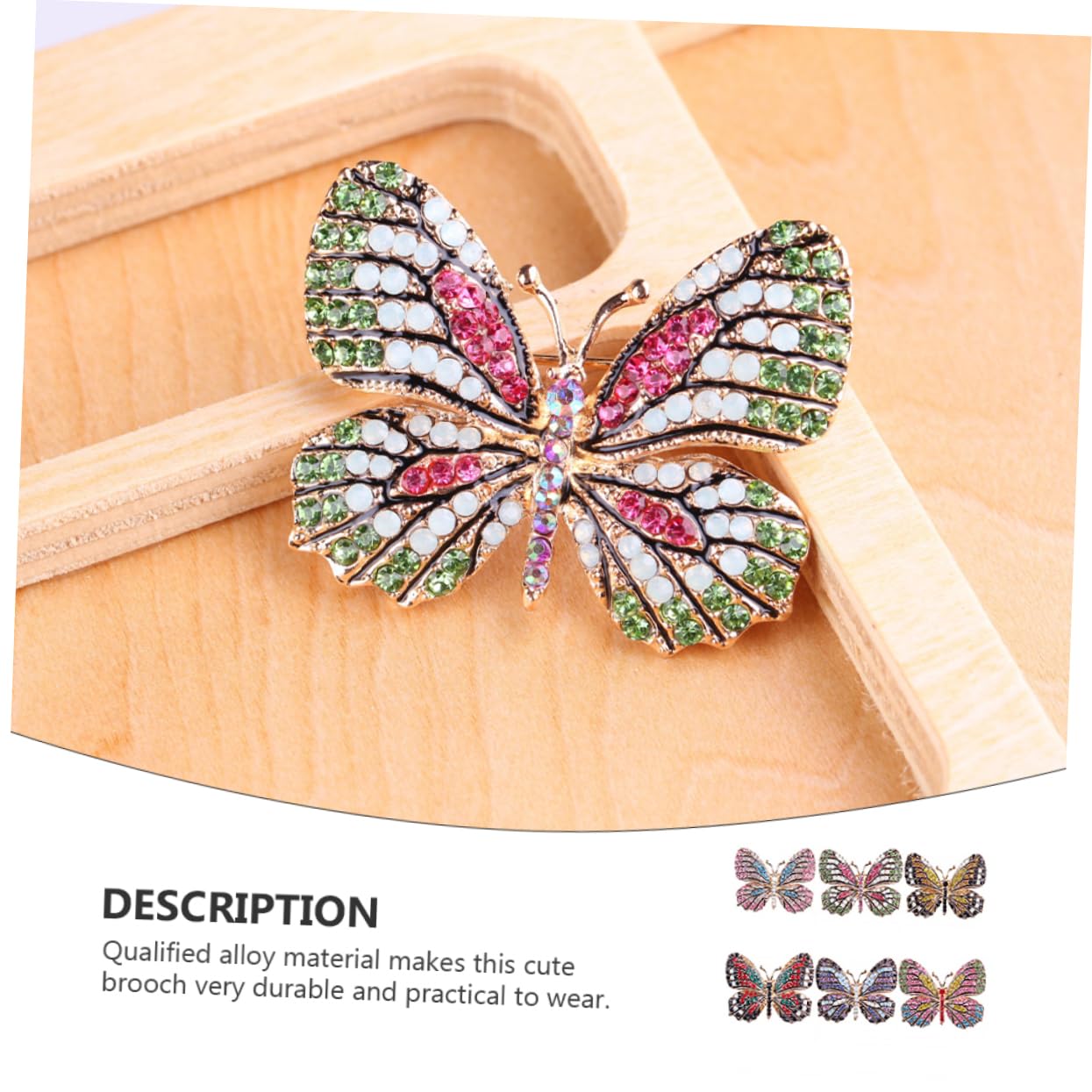 VALICLUD Vergoldete Schmetterlings-tierbrosche Damenschmuck Trachtenbrosche Rhinestone Kleidung Zubehör Korsage Kragen Hübsche Brosche Bunte Mädchendekoration Legierung