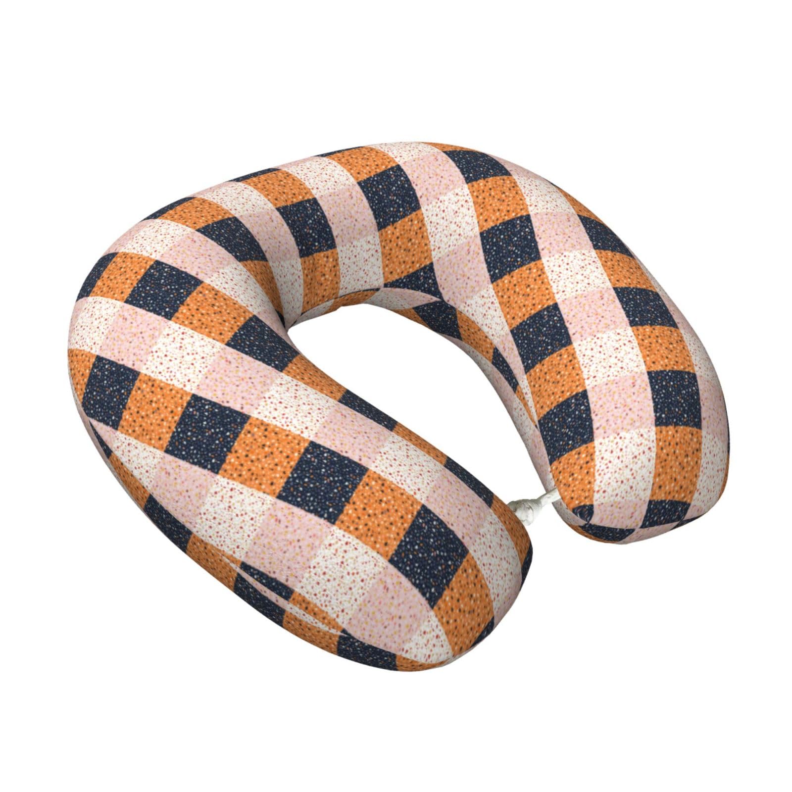 LKYMOH Seamless Vector Terrazzo Patterns, Travel Neck Pillow U-Shaped Memory Neck Support Soft Comfortable With Washable Cover For Airplane Car Traveling and Office