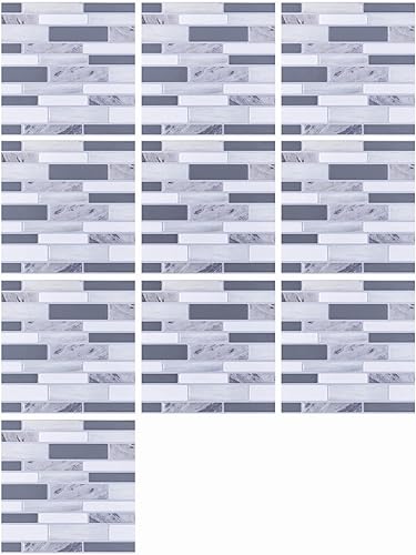 Miniatura 2 de Azulejos de mosaico de 10 hojas autoadhesivas para pared, azulejos de ladrillo para cocina, azulejos de pared 3D autoadhesivos para tocadores de
