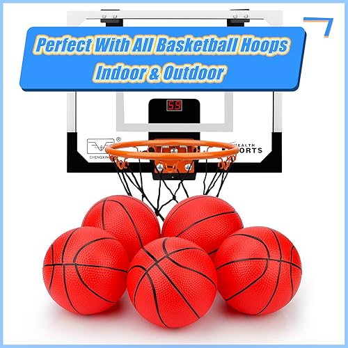 Miniatura 3 de Mini pelotas de baloncesto de 6 pulgadas para niños pequeños, adolescentes, paquete de 6 unidades, juego de baloncesto de 6 pulgadas con inflador