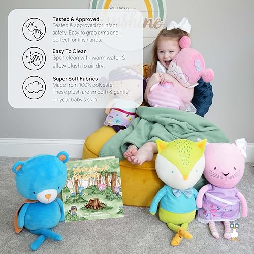 Miniatura 3 de GooseWaddle Oso de felpa de lujo súper suave con capa, material calmante y cálido ultra cómodo para bebés y niños pequeños, piernas delgadas y