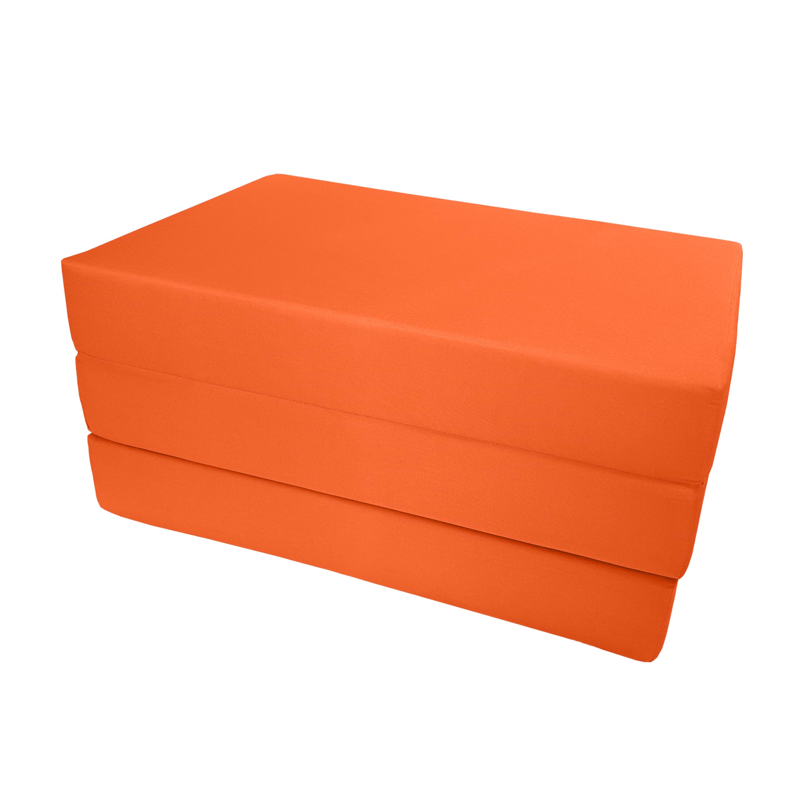 D&D Futon Furniture Trifold Foam Bed, Folding Ottoman Mattress (Orange, Twin Size (6 x 39 x 75))