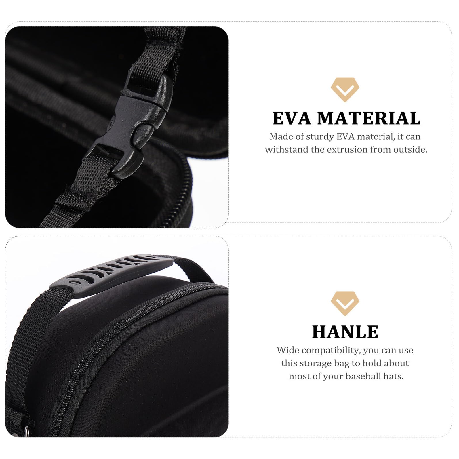 Estuche Rígido Negro de Eva para Guardar Gorras de Béisbol Asa, Transpirable y Portátil para Viaje y Almacenamiento Seguro