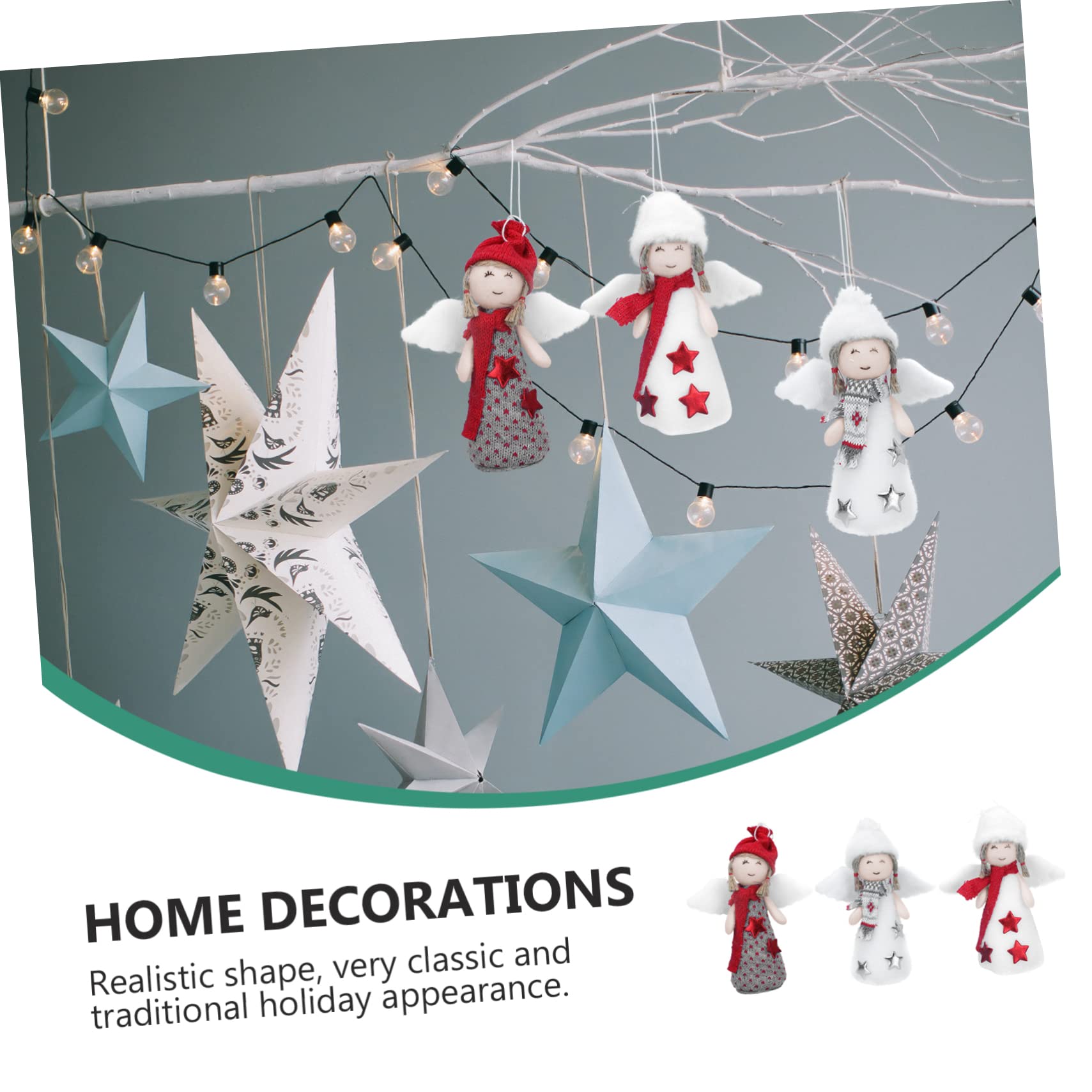 Cabilock 5 Juegos Decoración Navideña Árbol De Navidad Luces Led para Dormitorio Vine Colgantes Navideños Muñecos Navideños Decoración Colgante De Ángel Muñeca Niña El Plastico 3 Piezas * 5