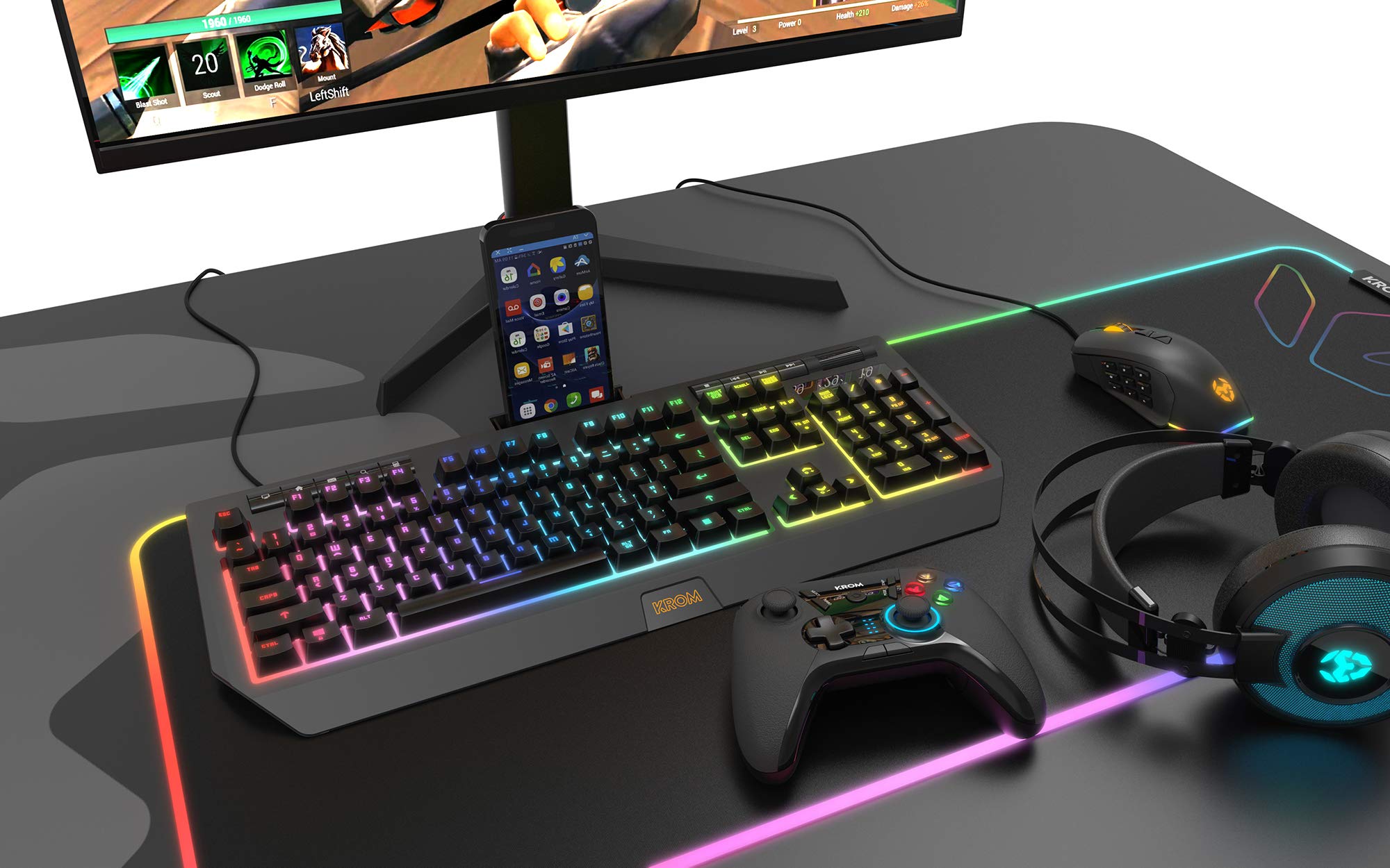 Krom KLOUD - NXKROMKLD - Gamepad inalambrico, diseñado para competicion, palancas traseras configurables, D-PAD o entrada de X/Y AXYS, compatible con PC, Switch, android e IOS