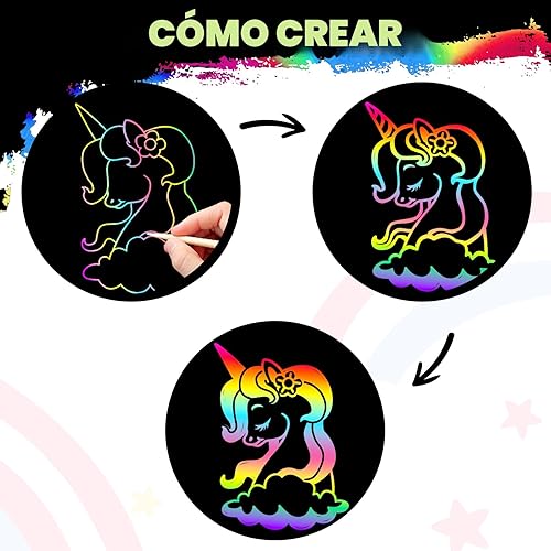 Miniatura 3 de ZMLM Mininotas de papel artístico para rascar arcoíris, suministros de manualidades a granel, para niños y niñas de 4 a 8 años, adolescentes