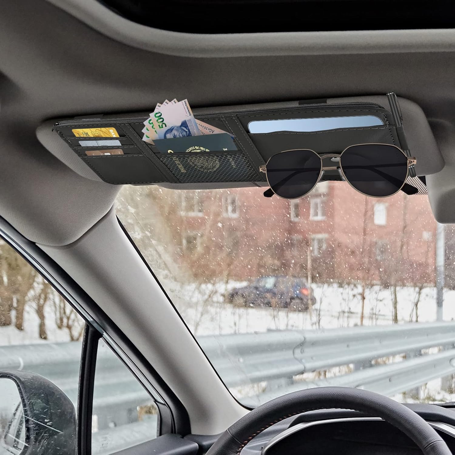 HOGESA Organizador Visera para Auto, Soporte para Lentes de Sol para