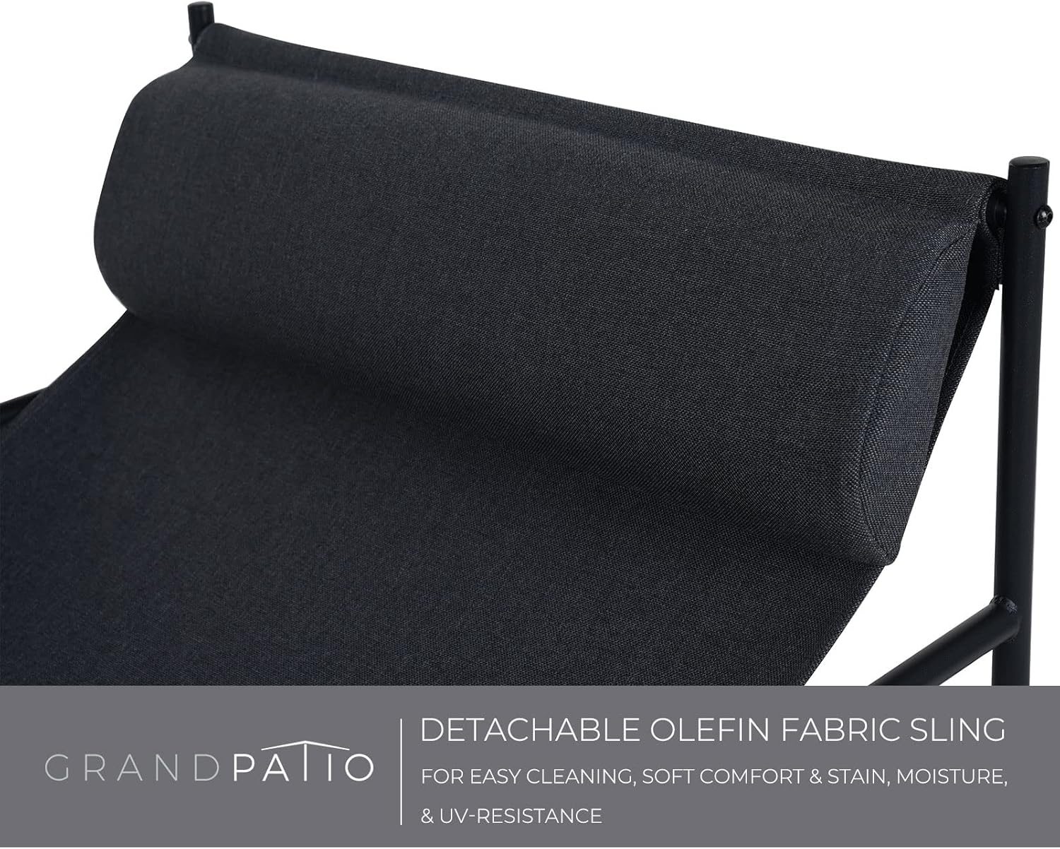 Grand patio Outdoor Modern Sling Accent Lounge Chair, Removable Headrest - Black Armchair
