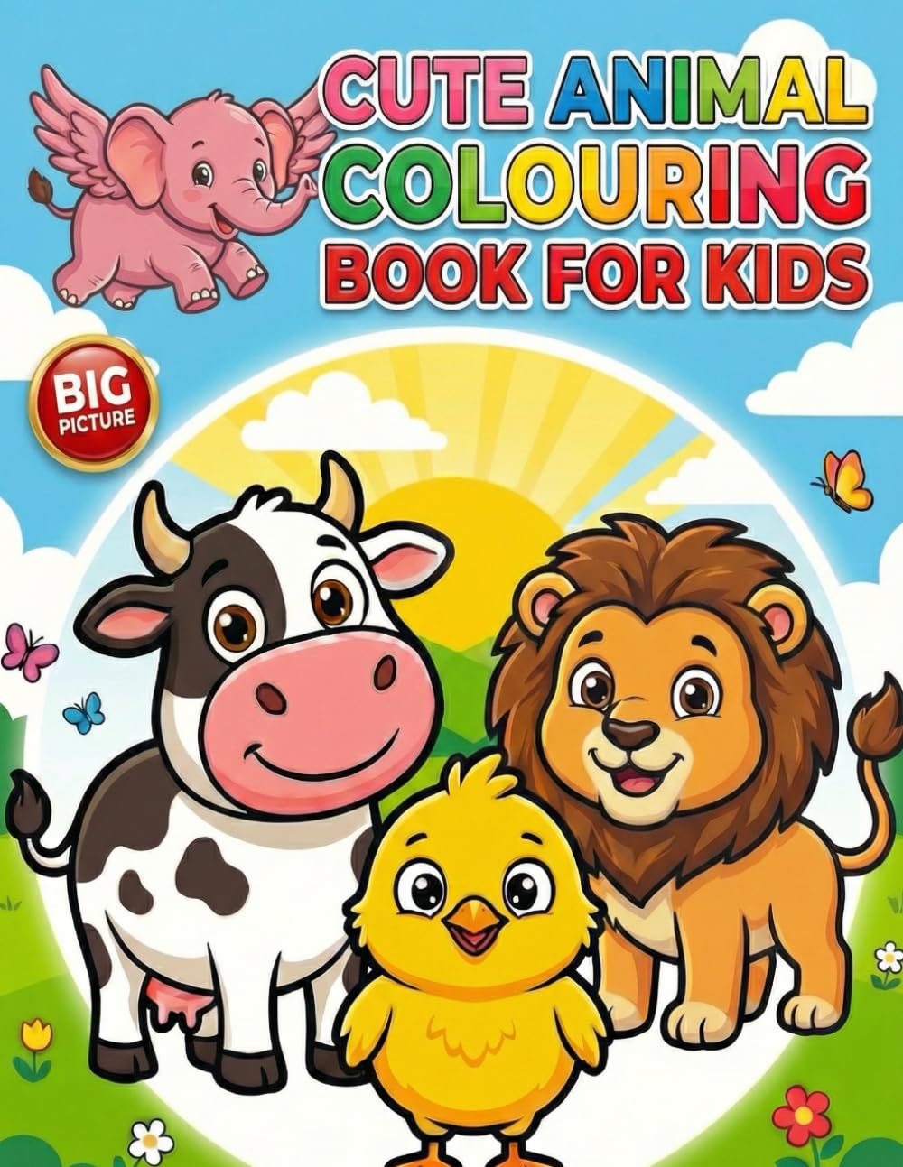 The Wild & Wonderful Animal Coloring Book for Kids: A Giant Coloring Adventure Featuring Cute Creatures from the Farm, Zoo, Jungle, and Ocean for Ages 2–6