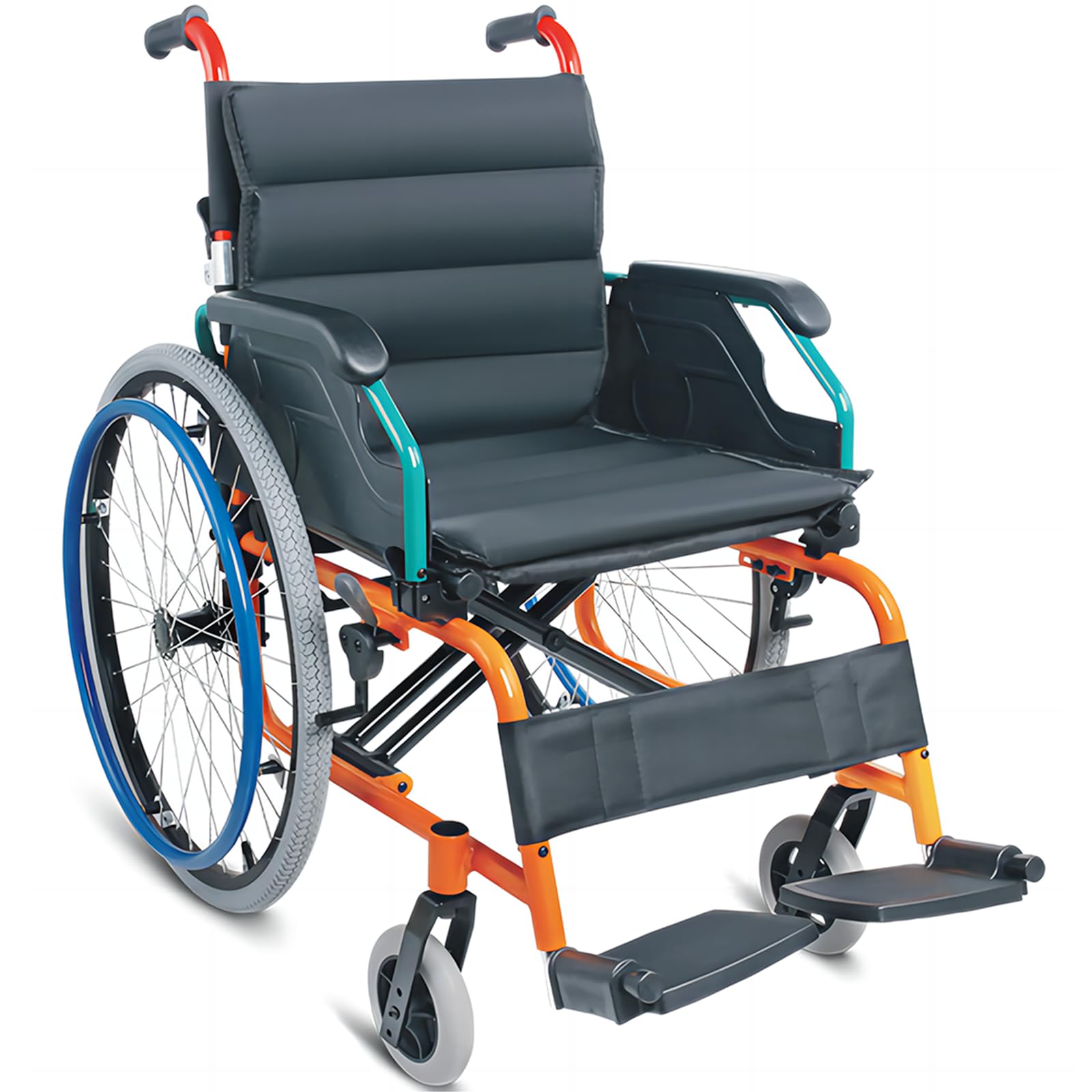 Silla de ruedas pediátrica ultraligera para niños, asiento extra estrecho, silla de ruedas manual plegable para parálisis cerebral para niños con cinturón de seguridad, soporte de pie abatible, mesa