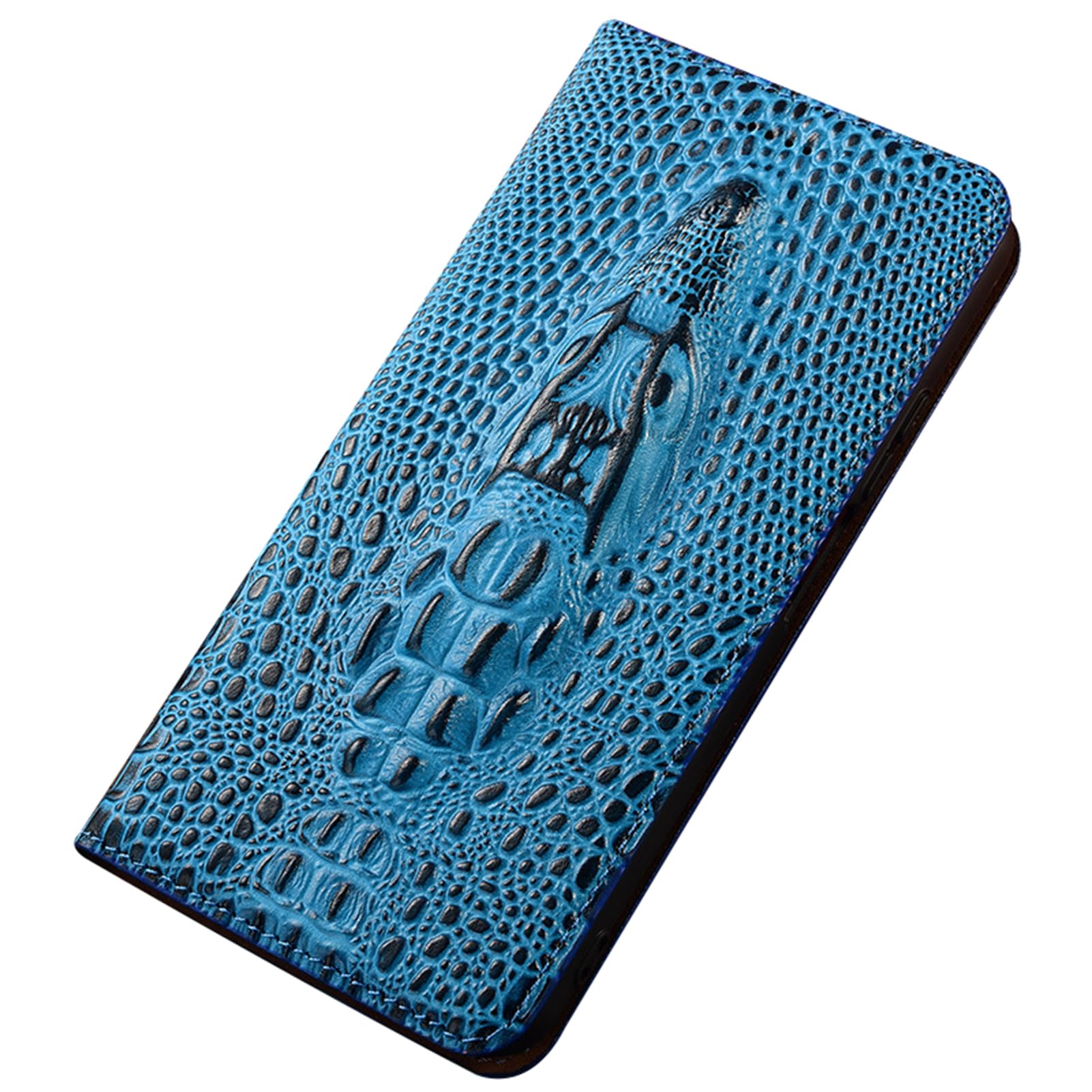 Coque Huawei Pura 90 étui portefeuille cuir crocodile 3D, clapet magnétique protection bronze