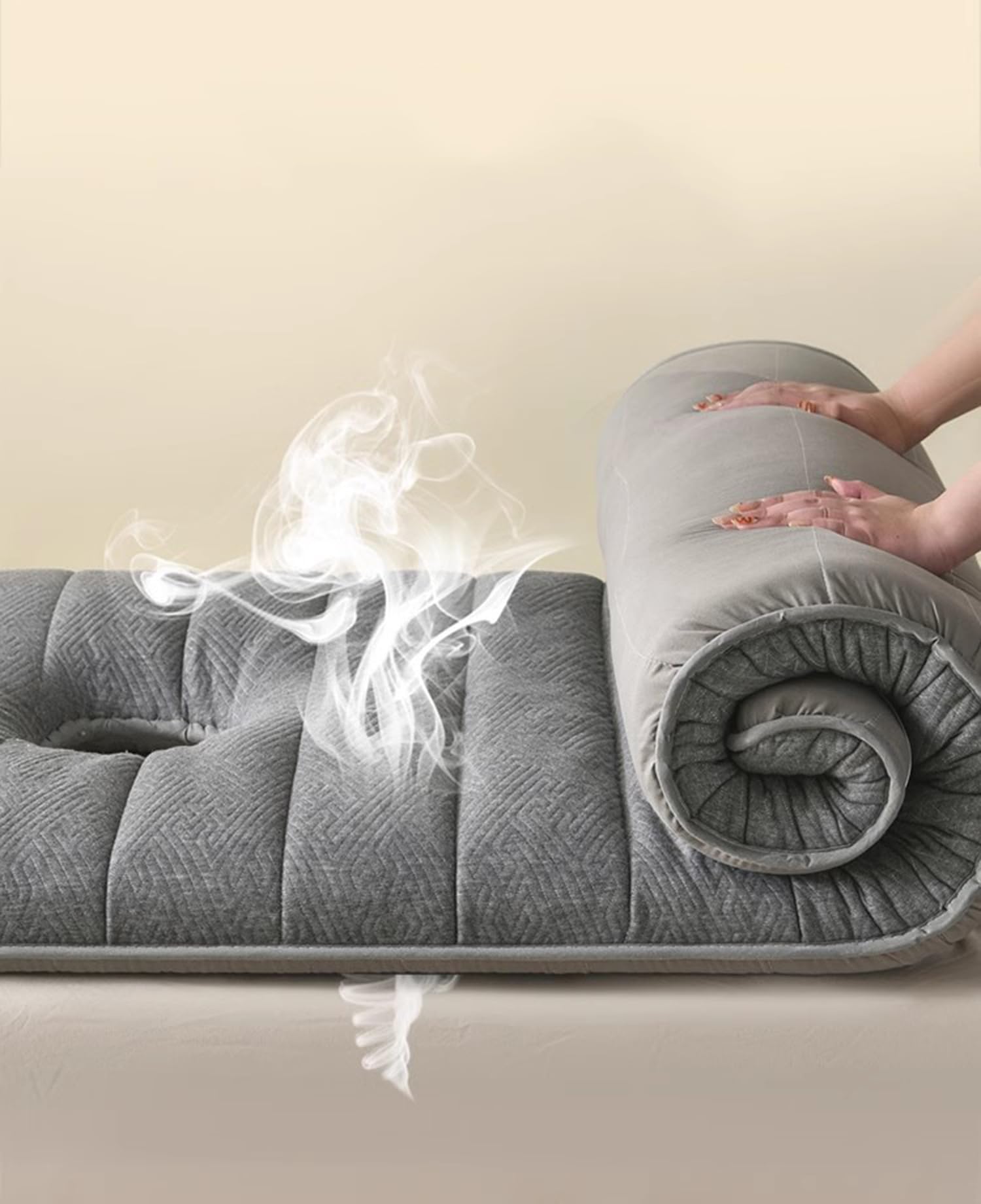 Lit de beauté portable pliable de 6 cm d'épaisseur, table d'extension de cils antidérapant, équipement de spa professionnel, gris, 60 x 180 cm – Idéal pour les salons et la maison