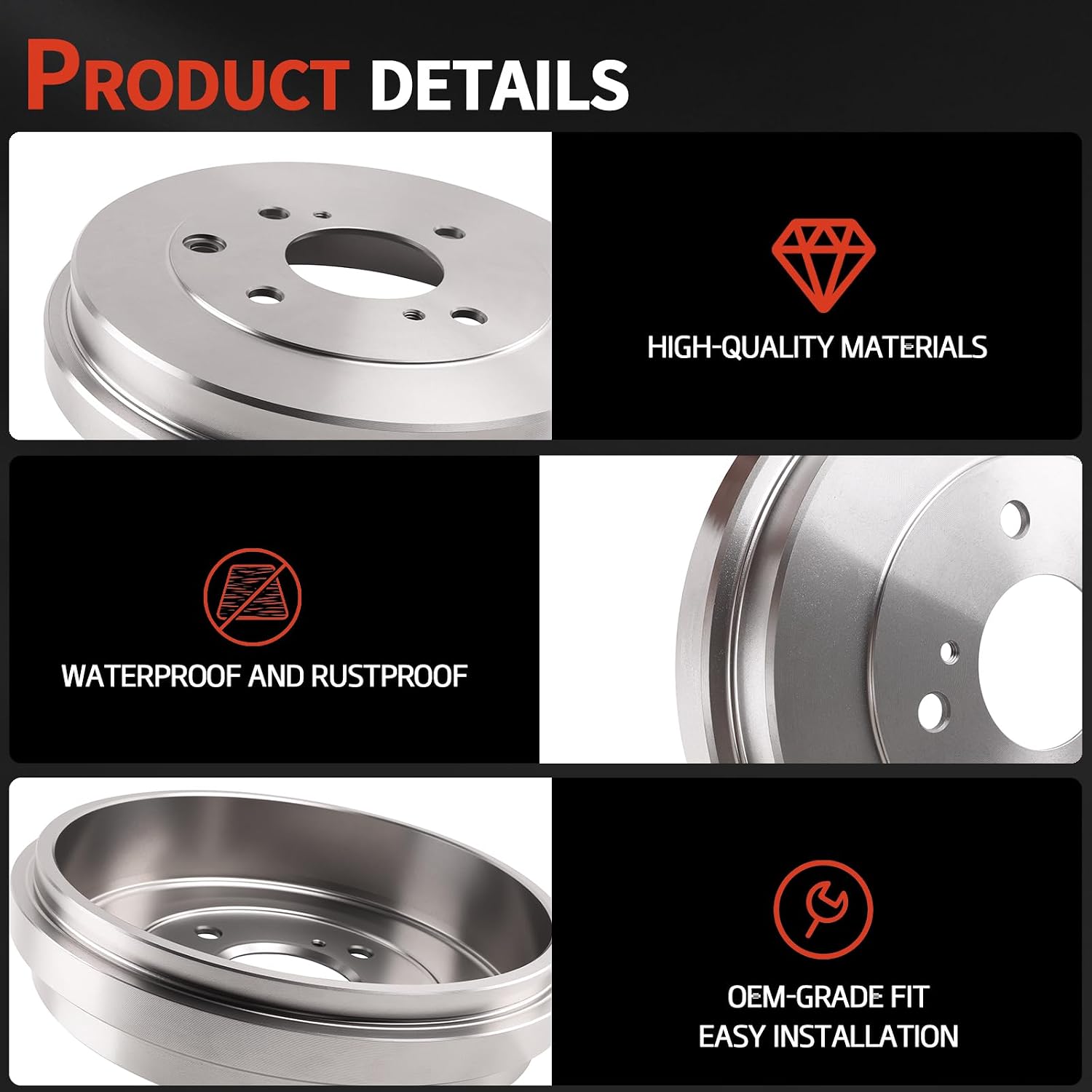 Rear Left & Right Disc Brake Drums Set Compatible with 2007-2012 Sentra 2.0L 2.5L L4, 2007-2012 Versa 1.8L L4, 2009-2014 cube 1.8L L4, Replace BD920114 43206CJ90A 43206ET000 43206ET00A