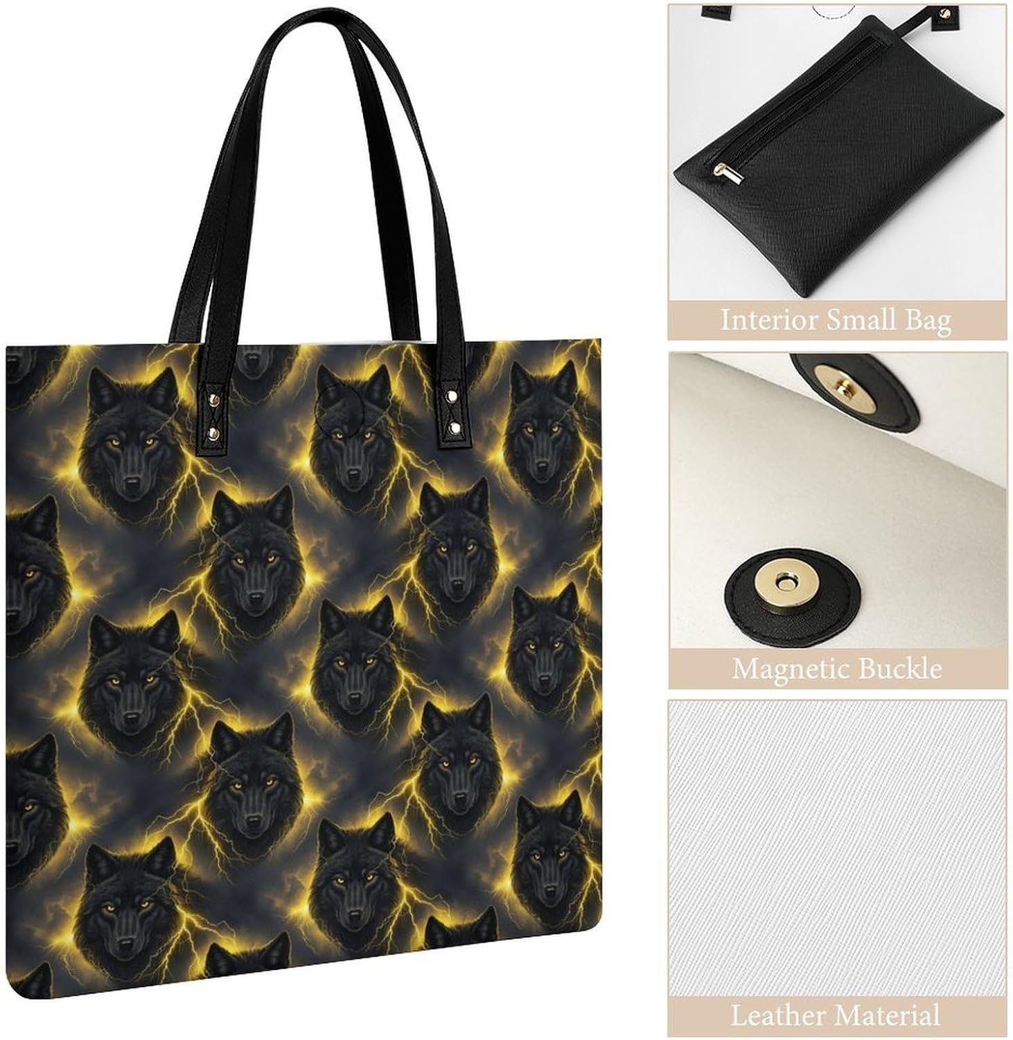 Portable Large Tote Bags for Women Casual Totes Pu Leather Grocery Shopping Bag for Travel Vacation - Image 5