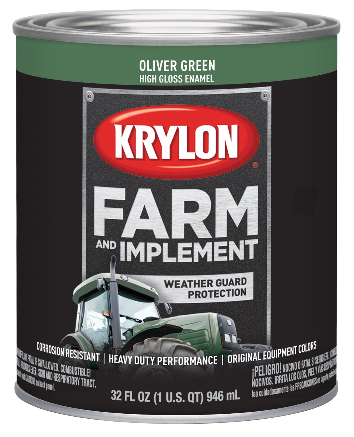 Krylon 2036 Farm &amp; Implement Brush, High Gloss, Oliver Green, 1 Quart Architectural Paints