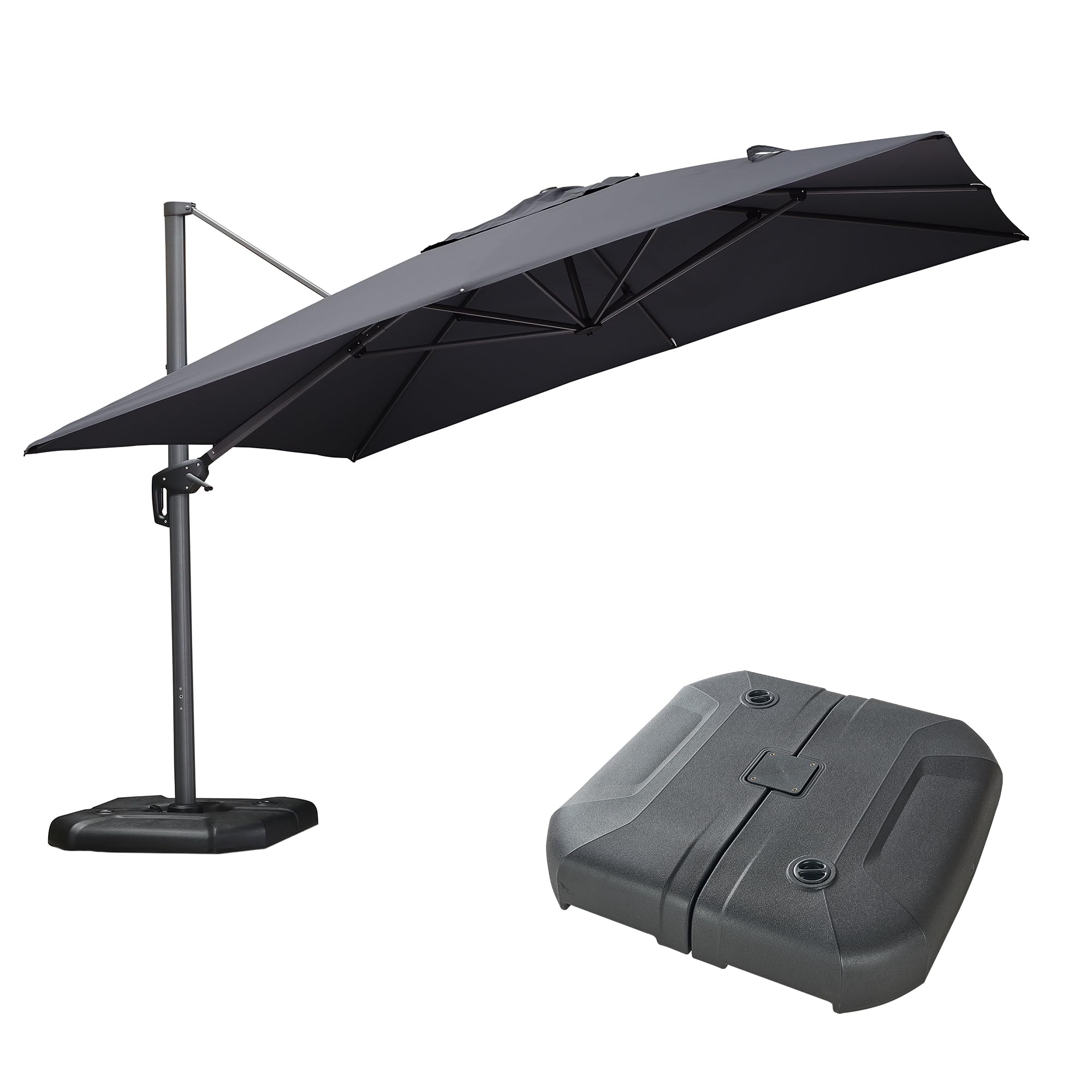 PURPLE LEAF Patio 11.5 x 11.5 Telescopic Umbrella with Base Grey | Effortless Height Extension Telescopic Up Down Lifting 360 Rotation Effortless Shade Control Reliable Customer Support product thumbnail 3