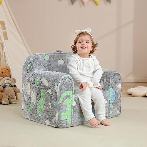 Miniatura 2 de Cómoda silla para niños, silla de espuma para niños, sillón para niños pequeños, sofá para bebés y niños, silla de lectura con brillo en la