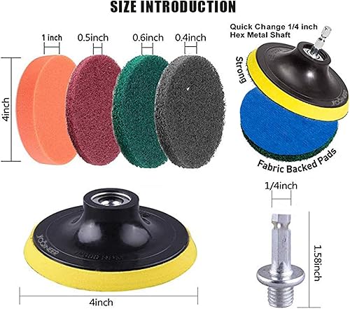 Miniatura 6 de Juego de accesorios de cepillo de taladro, cepillo para fregar, almohadillas para fregar, kit de limpieza de esponja, taladro inalámbrico para