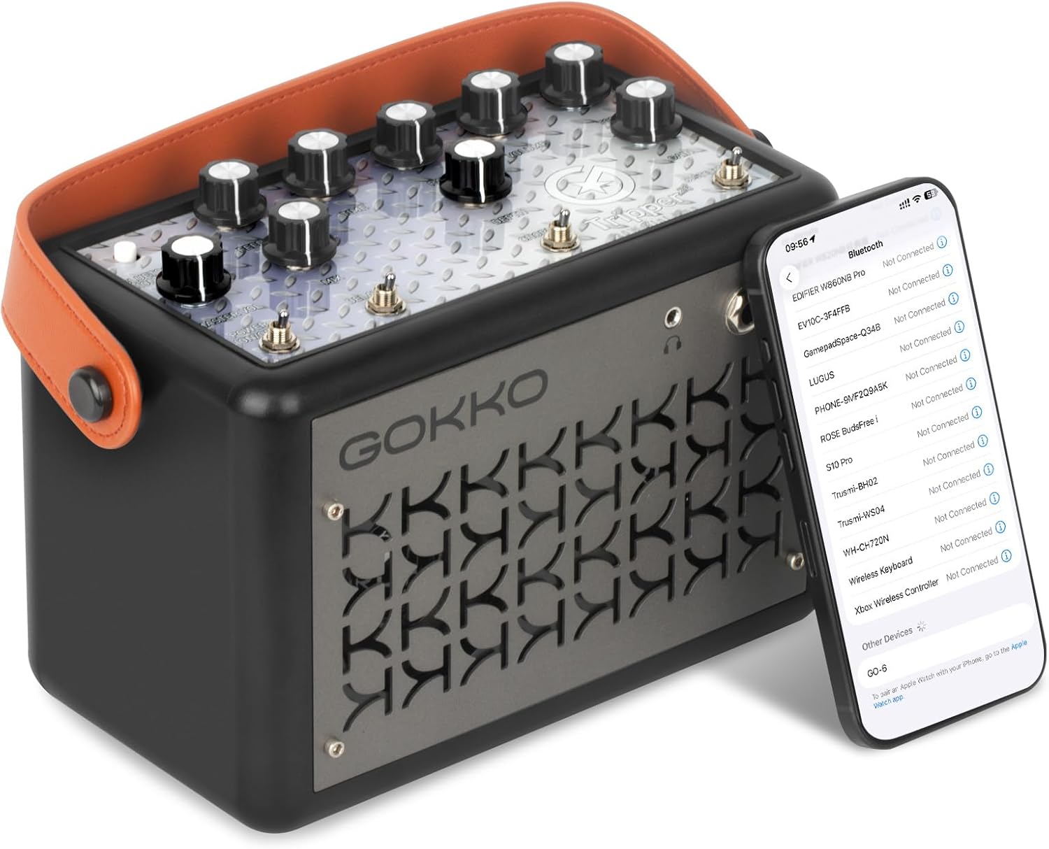 GOKKO Guitar Amp 2 * 10W Electric Guitar Amplifier with 3 Built - in Effects, Bluetooth, Battery with USB Audio Interface for Recording Ideal for Busking and Practice