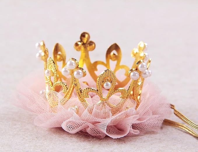 Corona Diadema para Perro Gato Nishine Tulle Mesh Tiara Fiesta miniatura 3