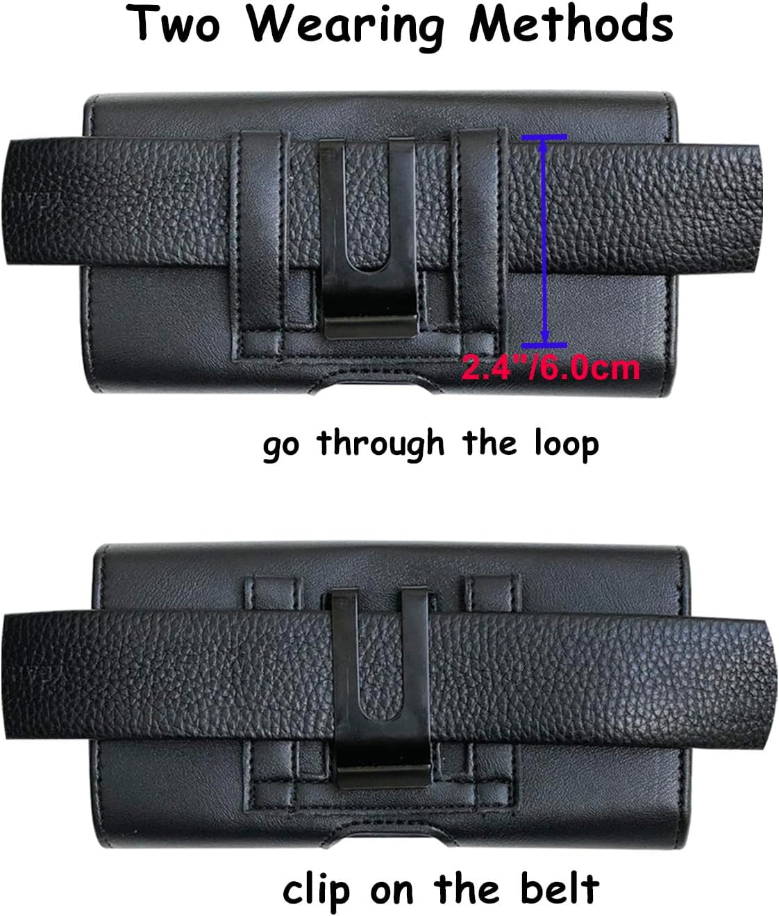 Holster for iPhone 17 16 15 Pro Max, 15 Plus,14 Pro Max, 14 Plus Premium Leather Belt Clip Case with Belt Loop Cell Phone Belt Holder Pouch Cover for Man, Magnetic Closure-Black