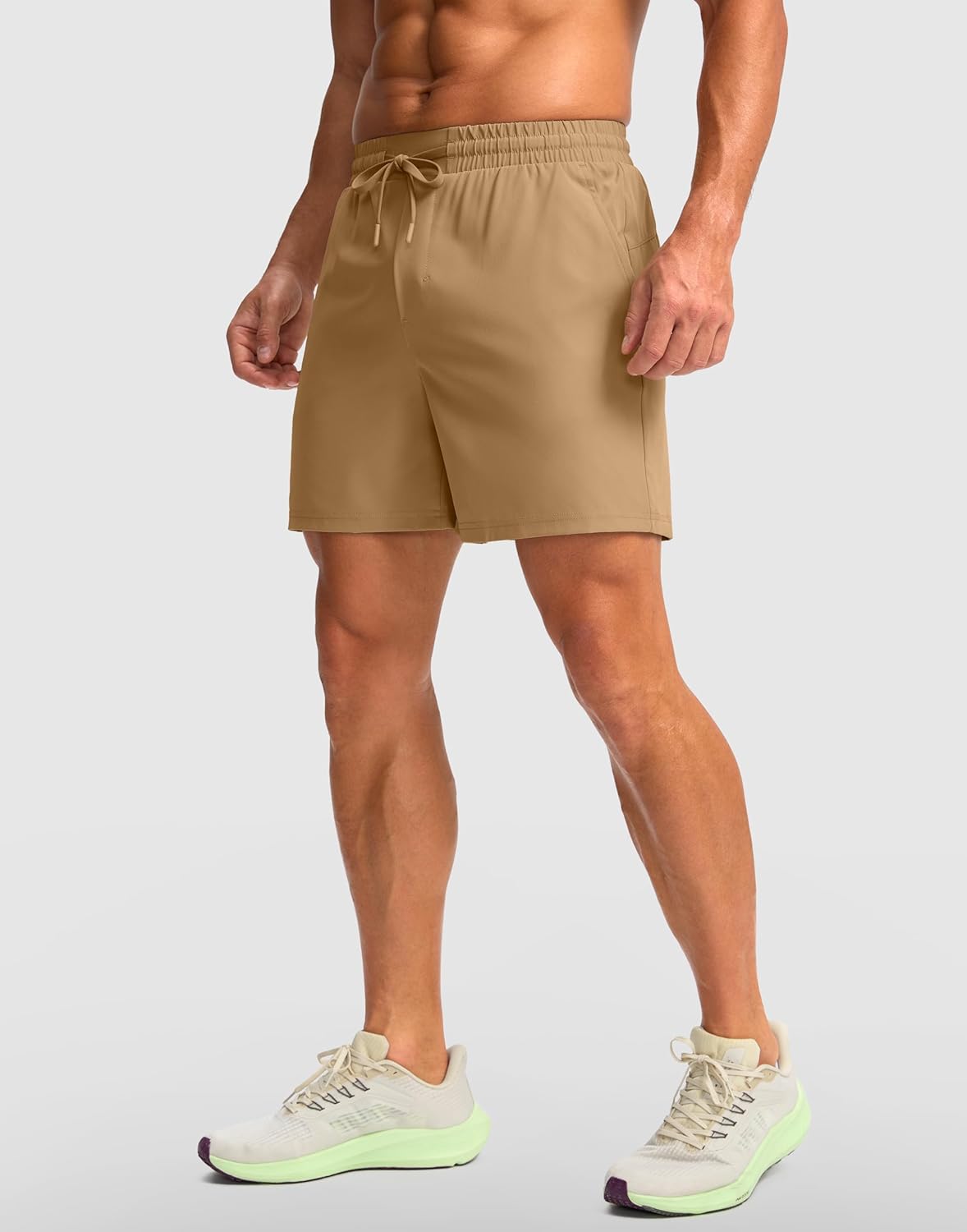 Soothfeel Men's Athletic Running Shorts with Zipper Pocket 5/7 Inch Quick Dry Tennis Shorts Gym Workout Shorts for Men - Image 2