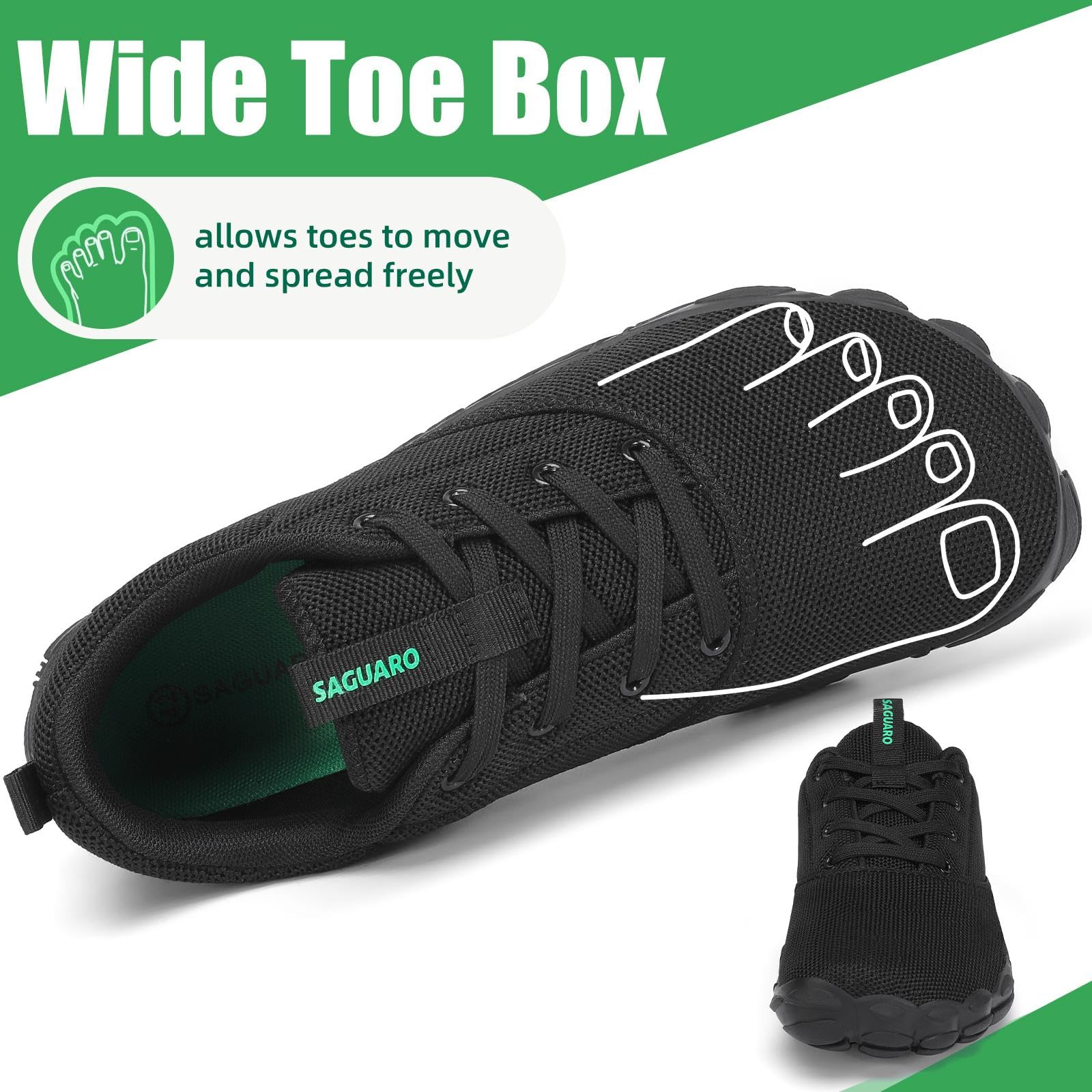 SAGUARO Unisex lekkie i antypoślizgowe minimalistyczne buty barefoot, rozmiary 36-48