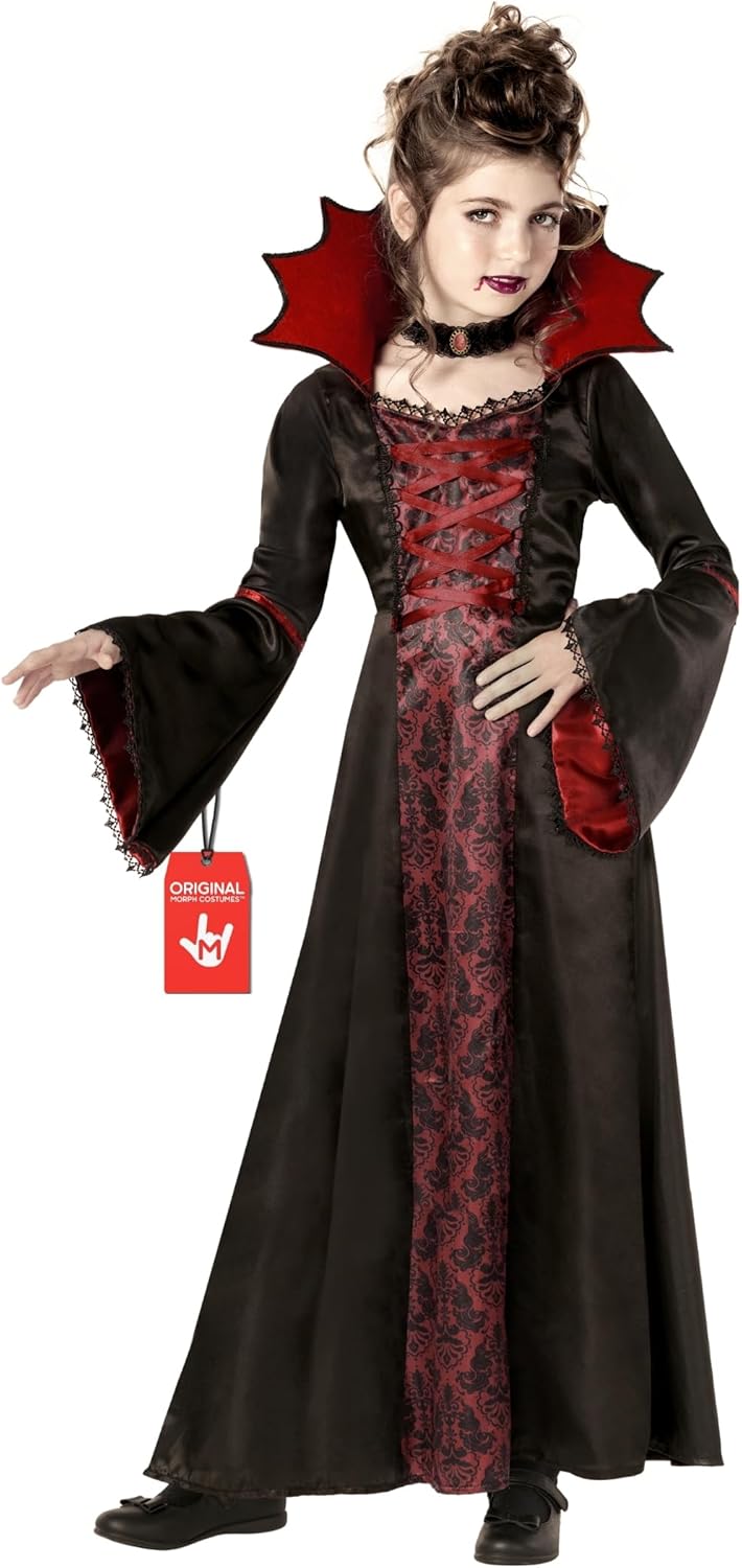 Morph Vampire Costume for Girls - Scary Kids Halloween Vampire Outfit - Spooky Girls Dress Up Costume