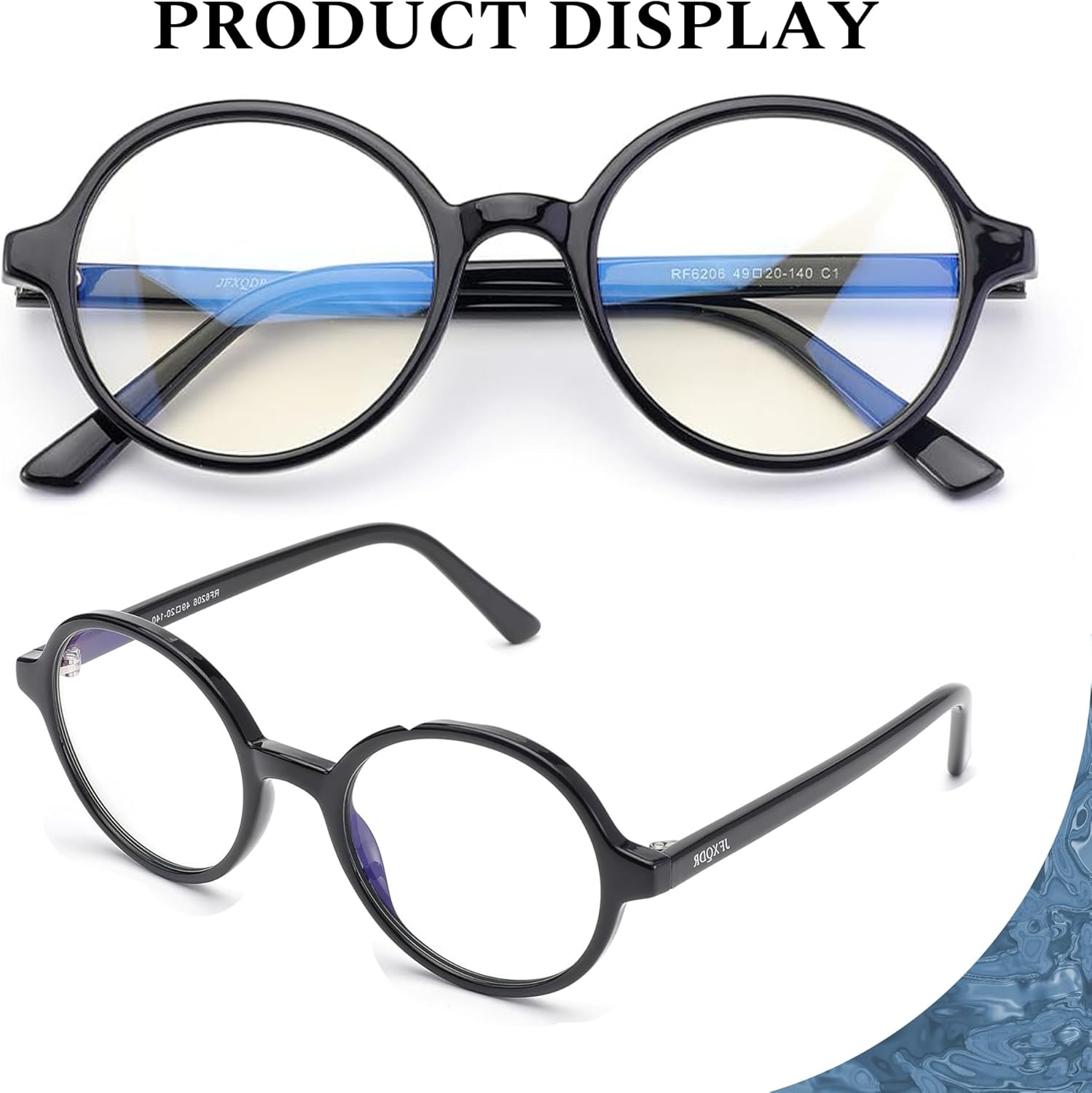 2 Pack Round Blue Light Blocking Glasses Women Men, Circle Frame Computer Gaming Glasses Anti Glare & UV RF6206 (Black + Clear) - Image 4