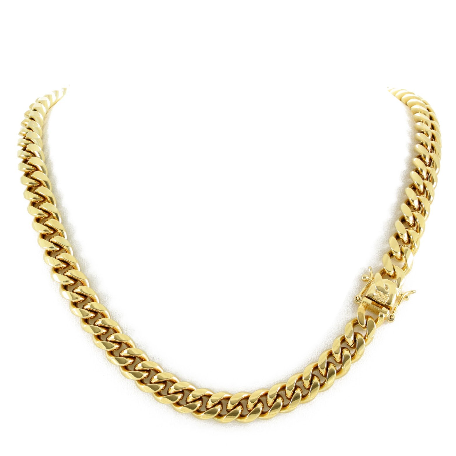 HarlemblingMen's Miami Cuban Link Chain 14k 18k Yellow Gold White Or Rose Gold Plated Stainless Steel 8-18mm Thick