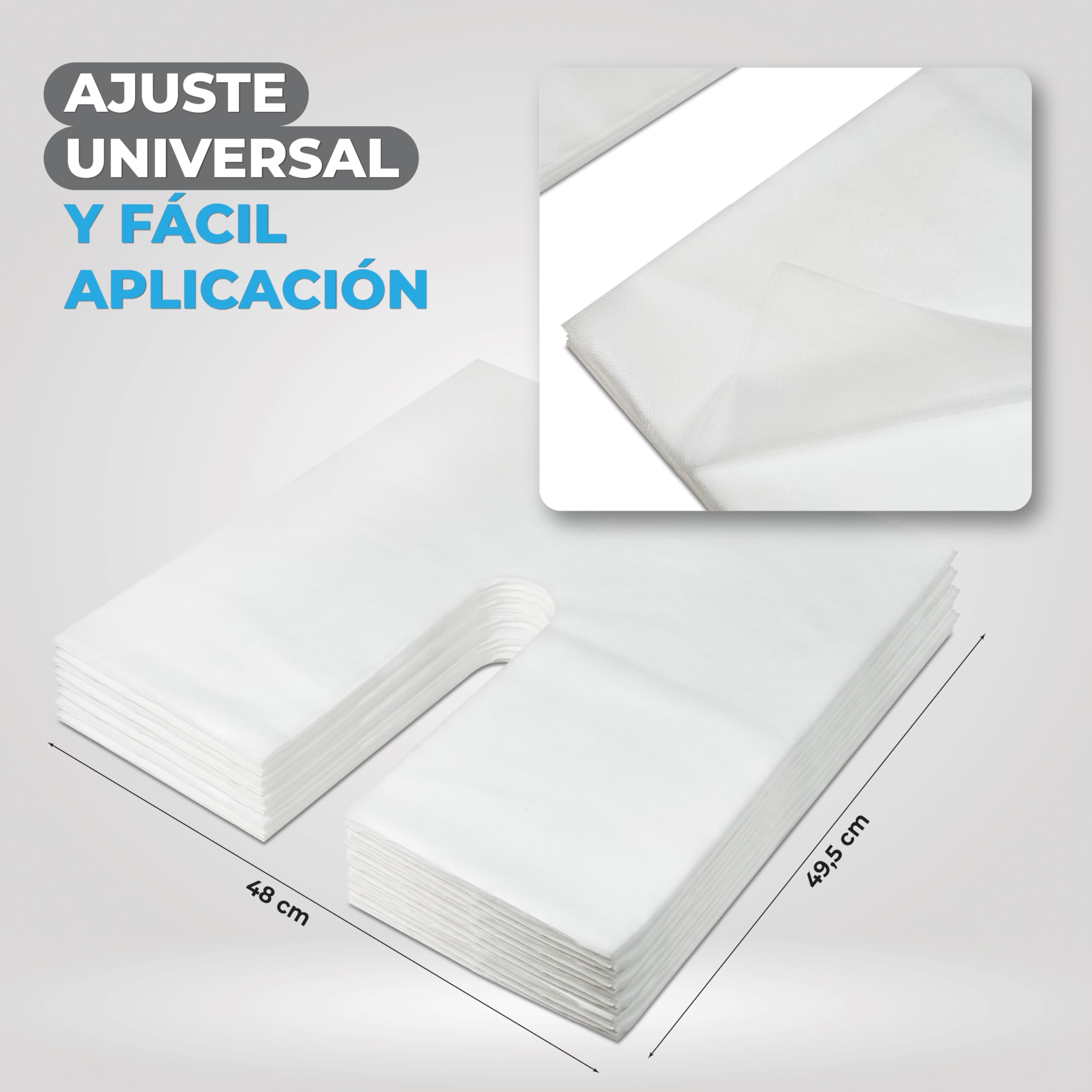 MUNTRADE Protector Desechable para Cabezal de Camilla 48 cm x 48,5 cm | Fundas Desechables para Reposacabezas de Camillas (100 Unidades)