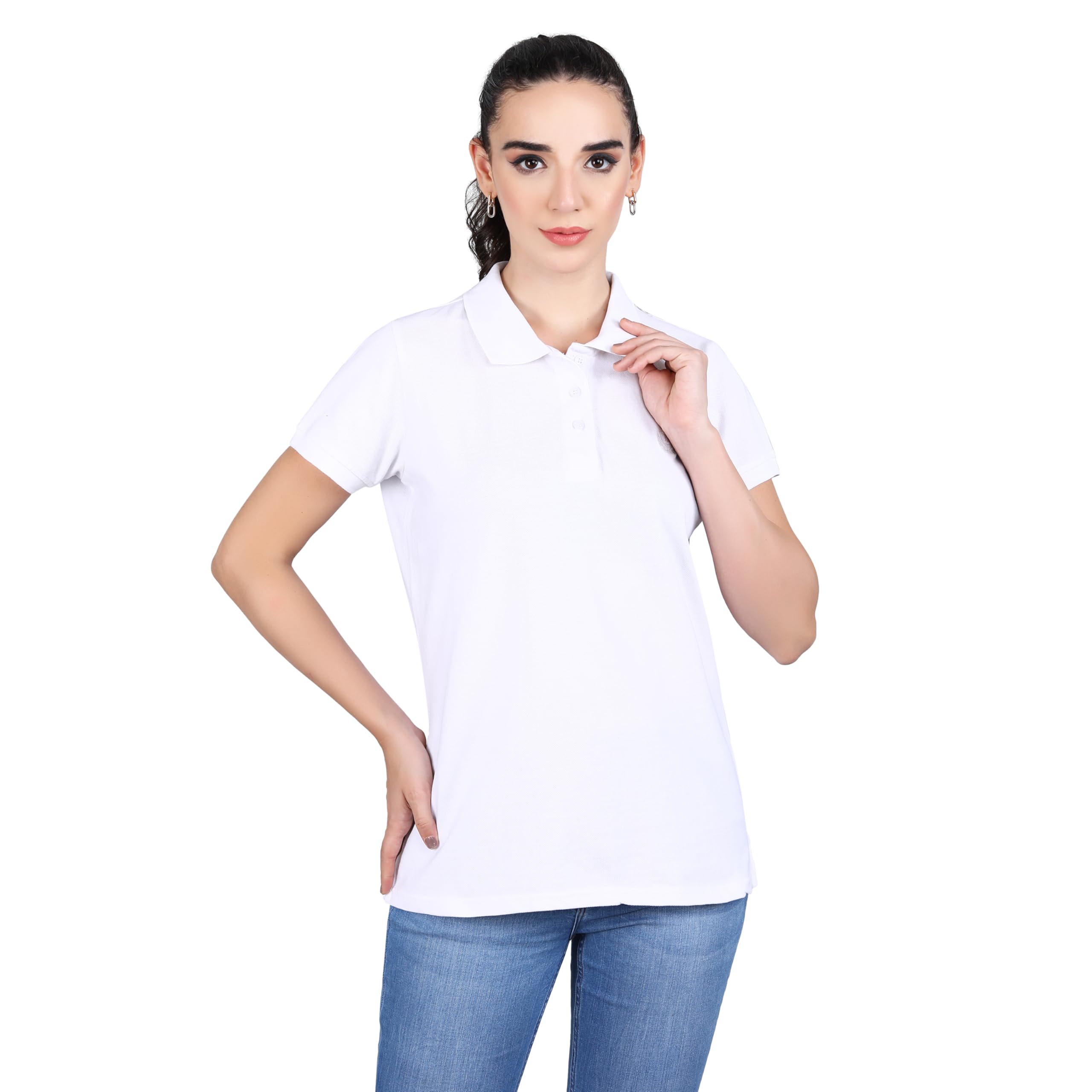 Women's Cotton Polo T-Shirt – Casual & Stylish Short Sleeve Tee for Everyday Wear-picture-23