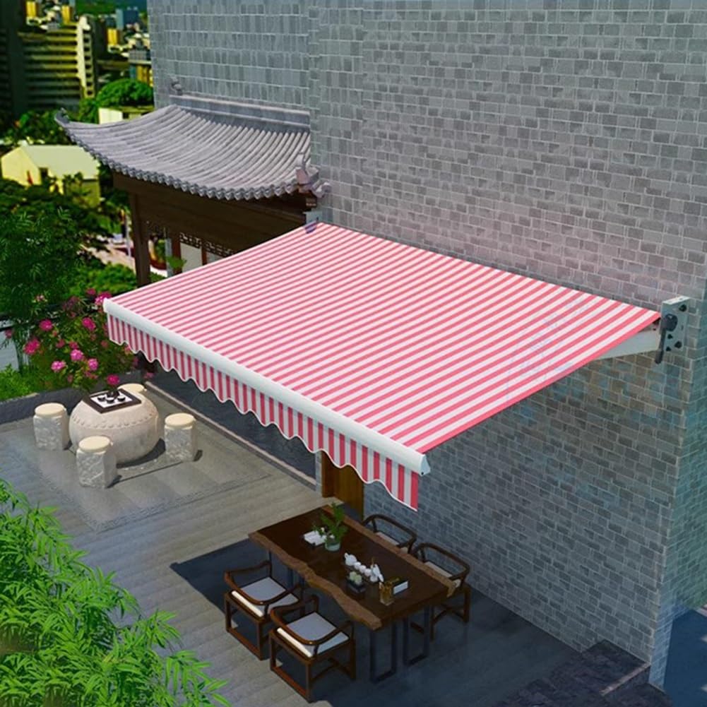 Ersatz für Gestreiften Terrassenmarkise Stoff, Einziehbare Markise Stoffersatz aus Polyester mit UV-Schutz Wasserdicht für Gewerbe und Privat(500x200cm/16.5x6.5ft)