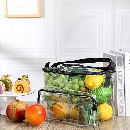Miniatura 5 de 6 bolsas de almuerzo transparentes aprobadas para estadios, bolsa de almuerzo transparente de PVC, bolsas de almuerzo de plástico con correa