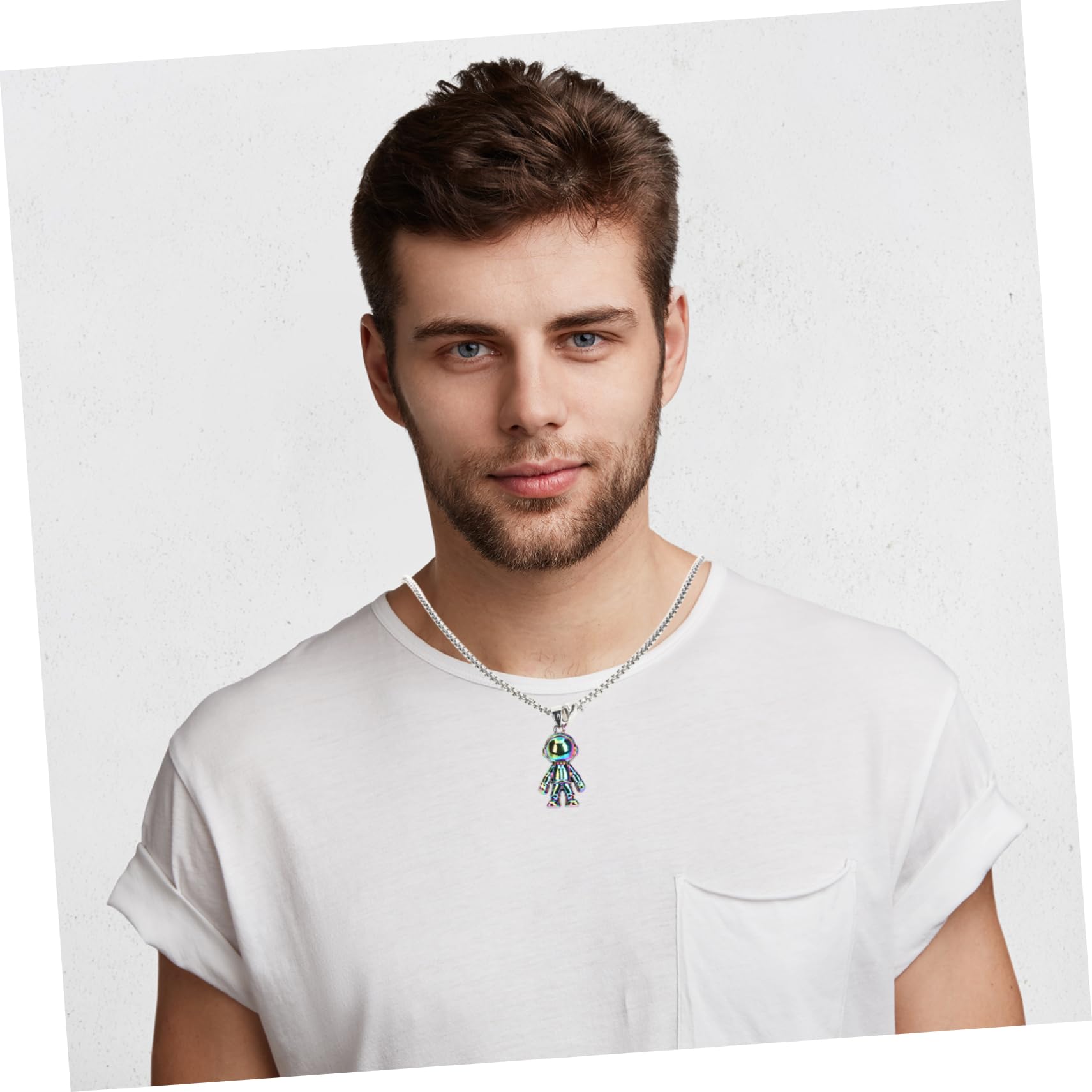 CALLARON 5 Pares Collar De Astronauta Collar De Joyas De Novio Collar Para Novio Collar a Juego De Pareja Collar De Relación Colgante Imán Acero Inoxidable Hombres y Mujeres