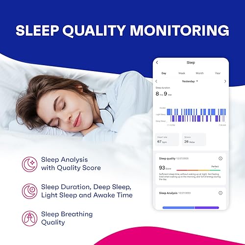 Miniatura 5 de OCTANDRA Active 2 VeryFit Fitness Tracker Ritmo cardíaco SpO2 Saturación de oxígeno en sangre Monitor de sueño, contador de pasos, podómetro, IP68,