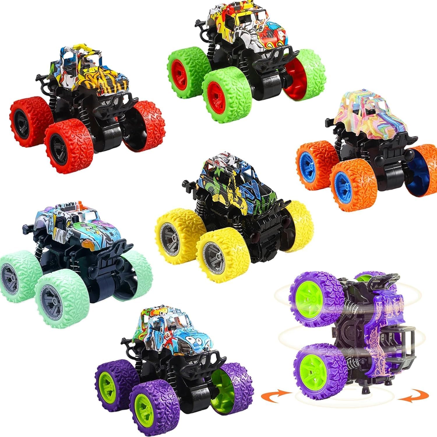 SUNPROUND 24 Pack Monster Truck Toys for Kids, Mini Push and Go Friction Cars Bulk, Party Favors, Goodie Bag Stuffers, Classroom Prizes, Birthday Gifts for Boys Girls
