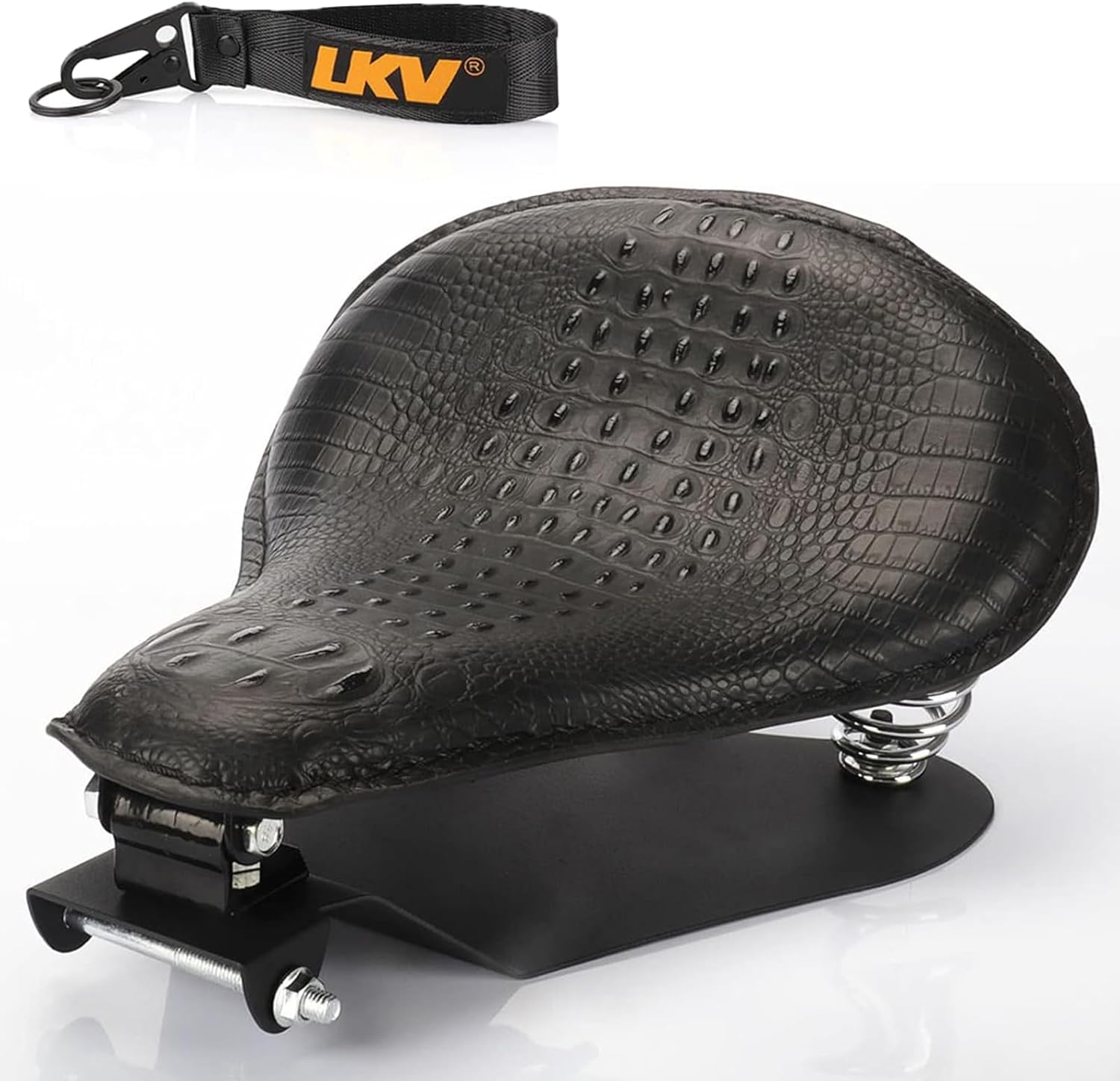 LKV 13.38" Motorcycle Solo Drive Seat with Seatbase Mounting Hardware Kits Custom Chooper Bobber Seats Universal Fit for Harley Davidson Sportster XL 1200 883 48