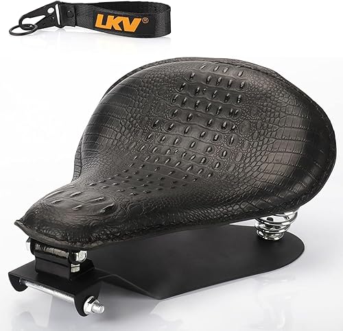 LKV Asiento de motocicleta de 13.38 pulgadas con kit de accesorios de montaje para base de asiento, asientos de bobber personalizados para Harley