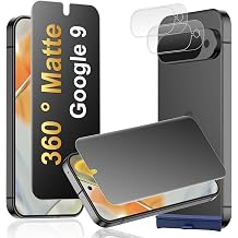 [2+2 Pack] 4 Way 360 Matte Privacy Screen Protector for Google Pixel 9 with Camera Lens Protector, Fingerprint Sensor Compatible, Anti-Glare Full Adhesive Flexible Film Not Glass