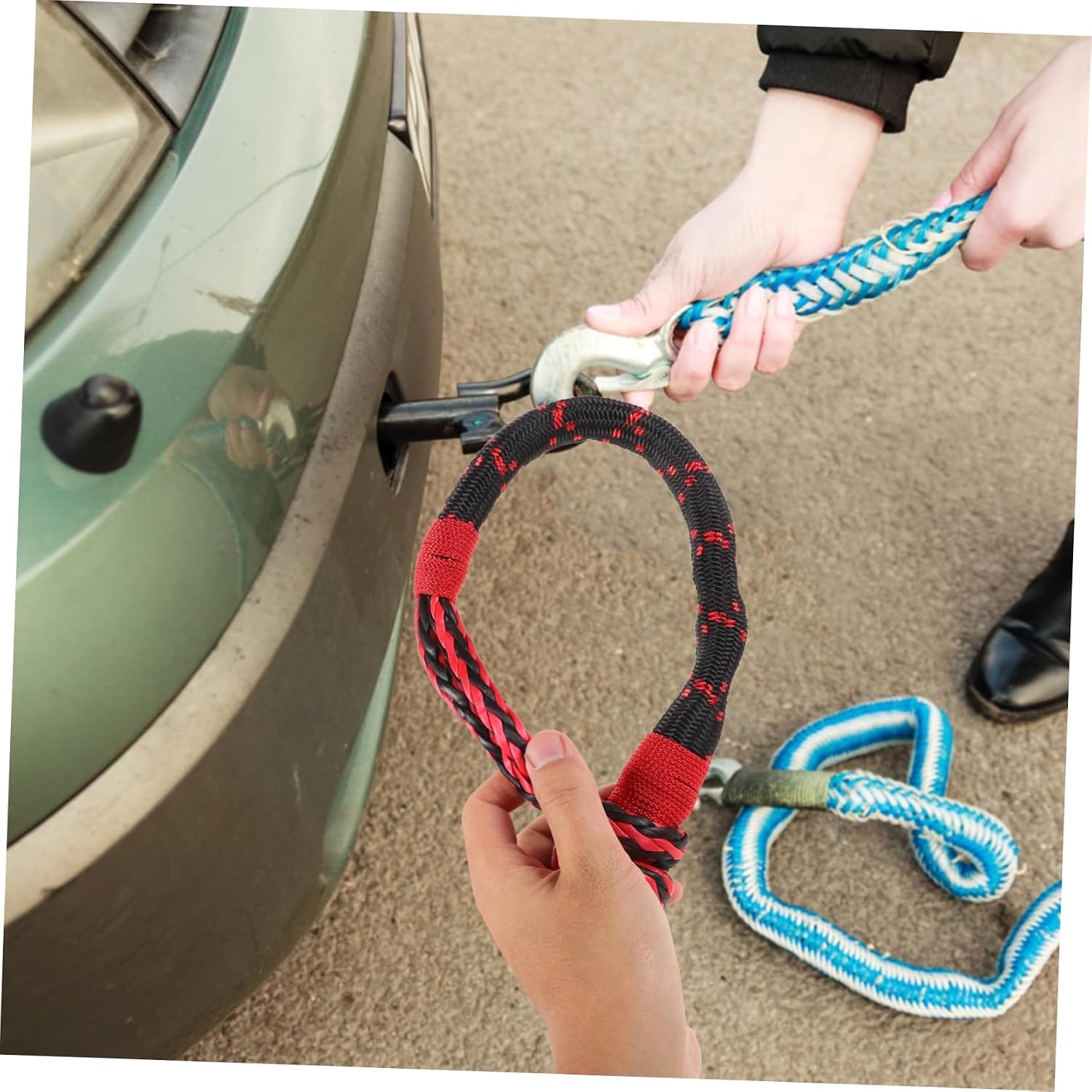 455Lbs Soft Shackles Rope Breaking Strength Durable Synthetic Winch Rope for Off Road Towing Utv ATV Trucks Suvs and Heavy Duty