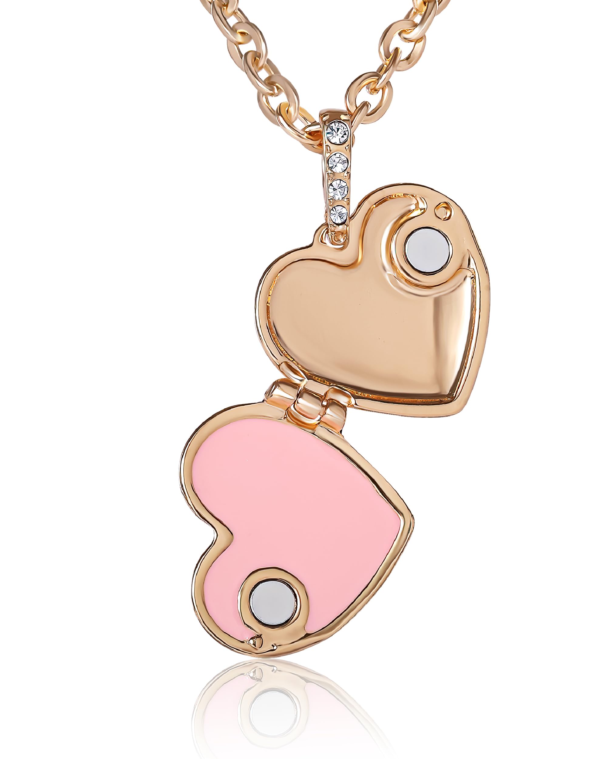 Juicy Couture Heart Locket Necklace for Women 18"+2", Gold-Tone Constellation Heart Necklace with Clear Stones and Logo