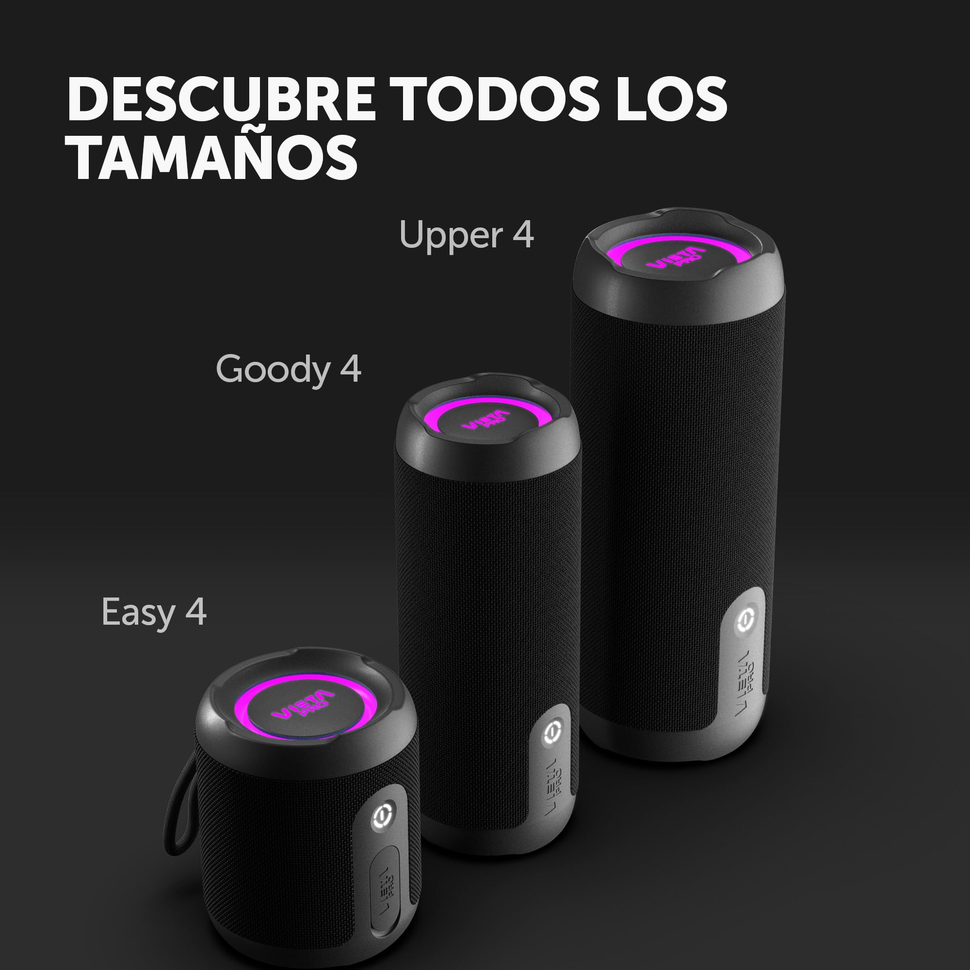 Vieta Pro Altavoz Pequeño Bluetooth 5.3 Potente, Resistente al Agua, 13H de Batería y Micrófono. Altavoz Portátil Grande True Wireless, Aux In, USB, Asistente de Voz y Sistema de Luces | Upper 4