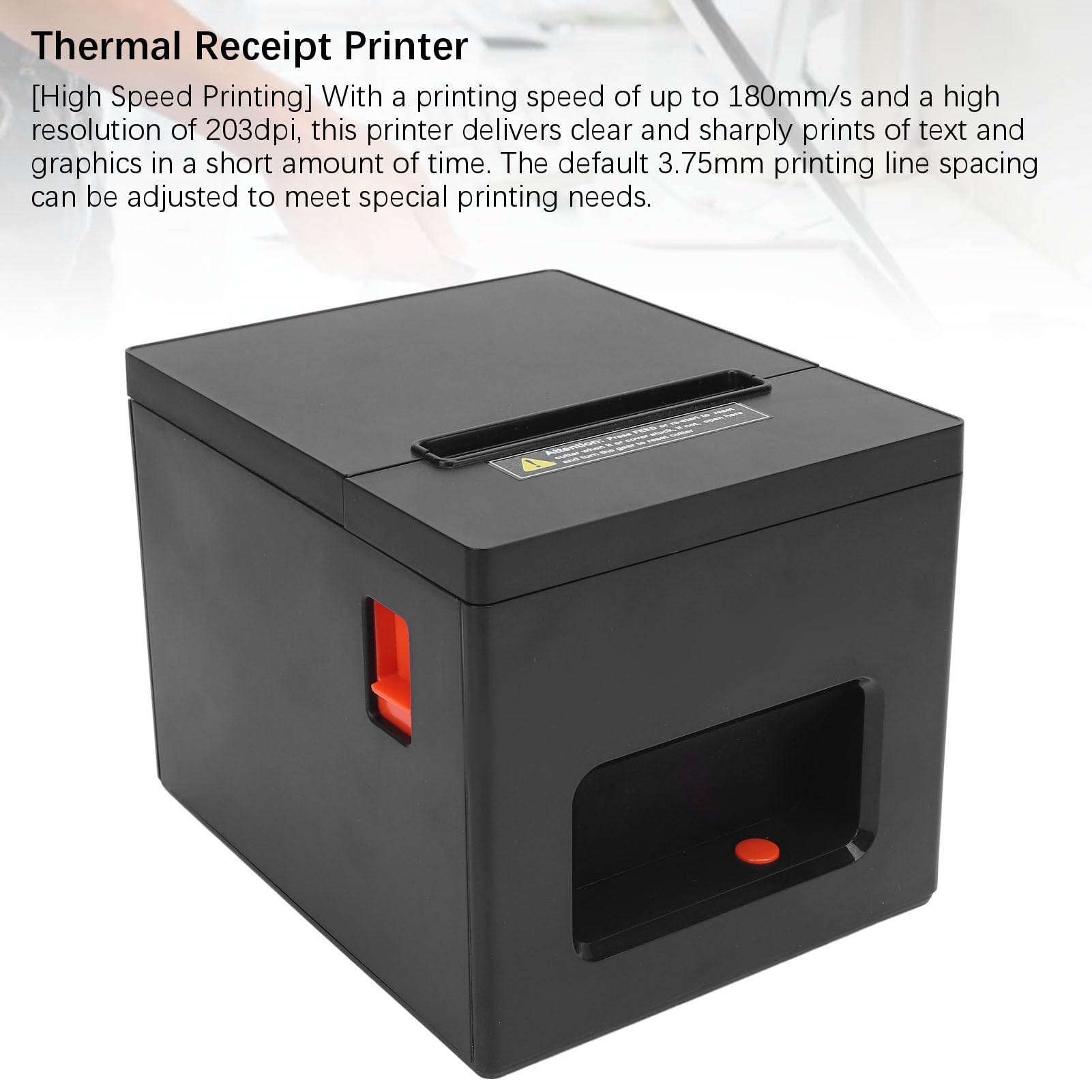 GOWENIC 80mm Thermal -Quittungsdrucker, POS -Quittungsdrucker mit USB- und Bluetooth -Verbindung, Unterstützung bei der Geldschublade, Grafikdruck (EU-Stecker)