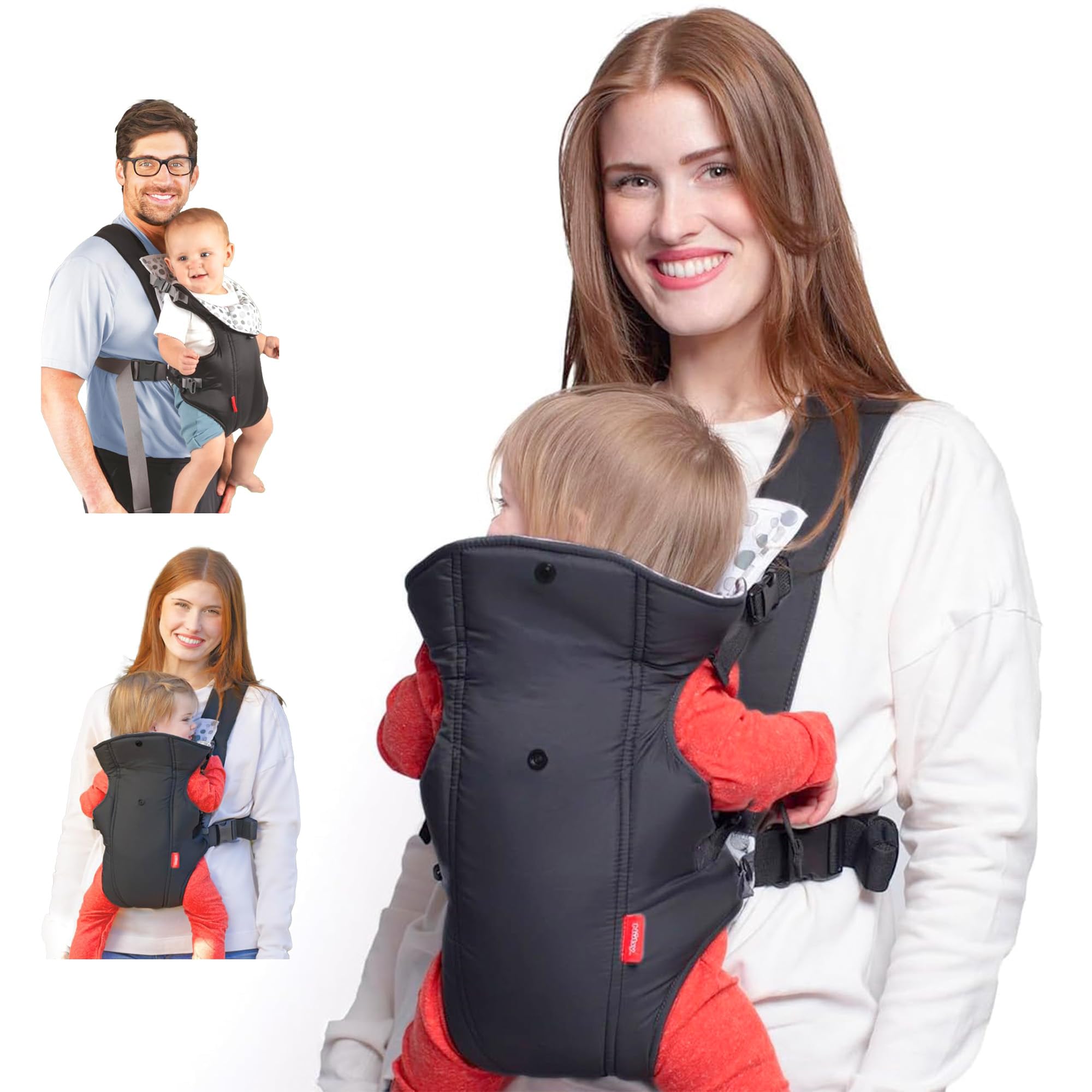 Nuby Porte-bébé de luxe : nouveau-né à tout-petit avec soutien lombaire pour 3,5 à 14,9 kg (3,5 à 14,9 kg) tissu maille respirant léger bonus anneau de dentition amovible bavoir pour bébé bavette