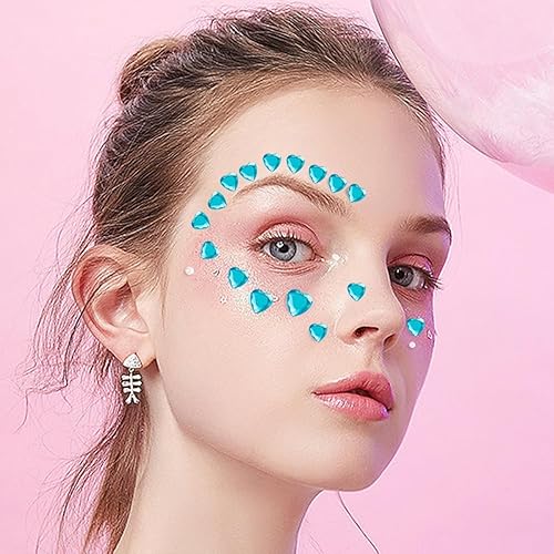 Miniatura 2 de Gemas faciales con diamantes de imitación de cristal, tatuajes temporales, ojos, cabello y cuerpo, con purpurina, calcomanía autoadhesiva para
