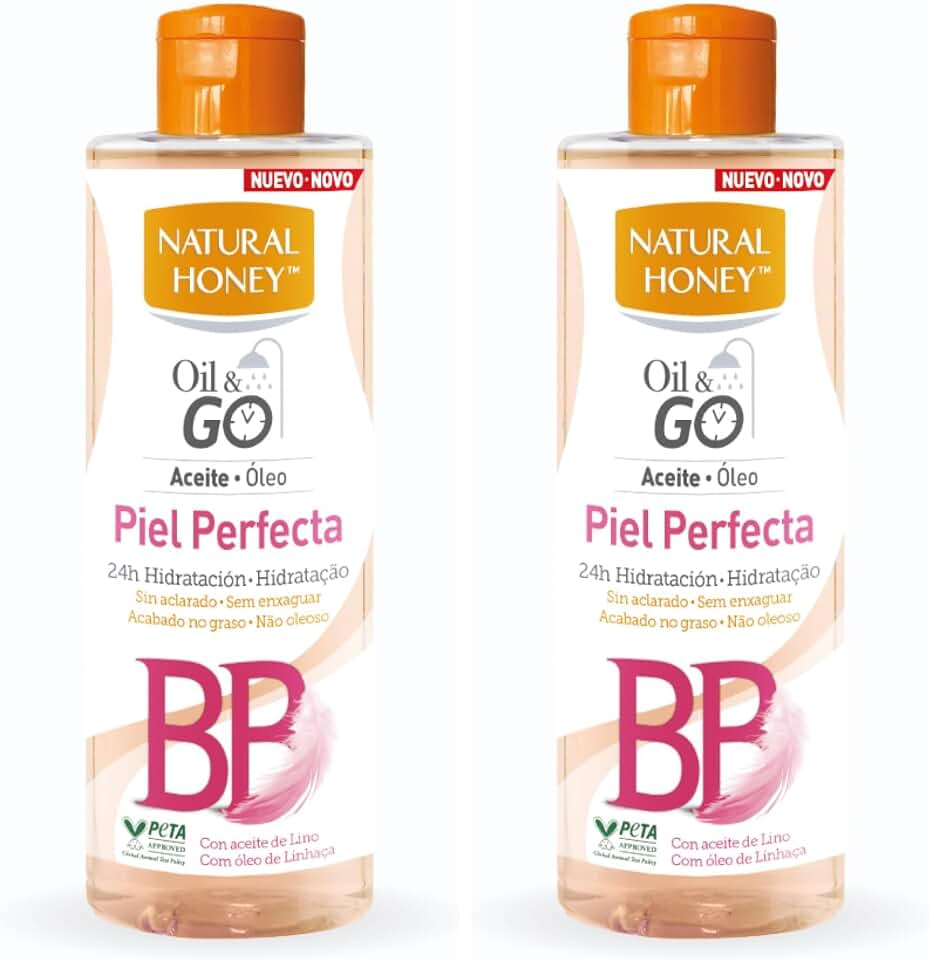 Natural Honey, Oil & Go Piel Perfecta, Aceite de Ducha sin Aclarado para una Piel Suave como Bebé, 24H de Hidratación con Aceite de Lino y de Almendras, Absorción Rápida con Acabado No Graso, 250 ml